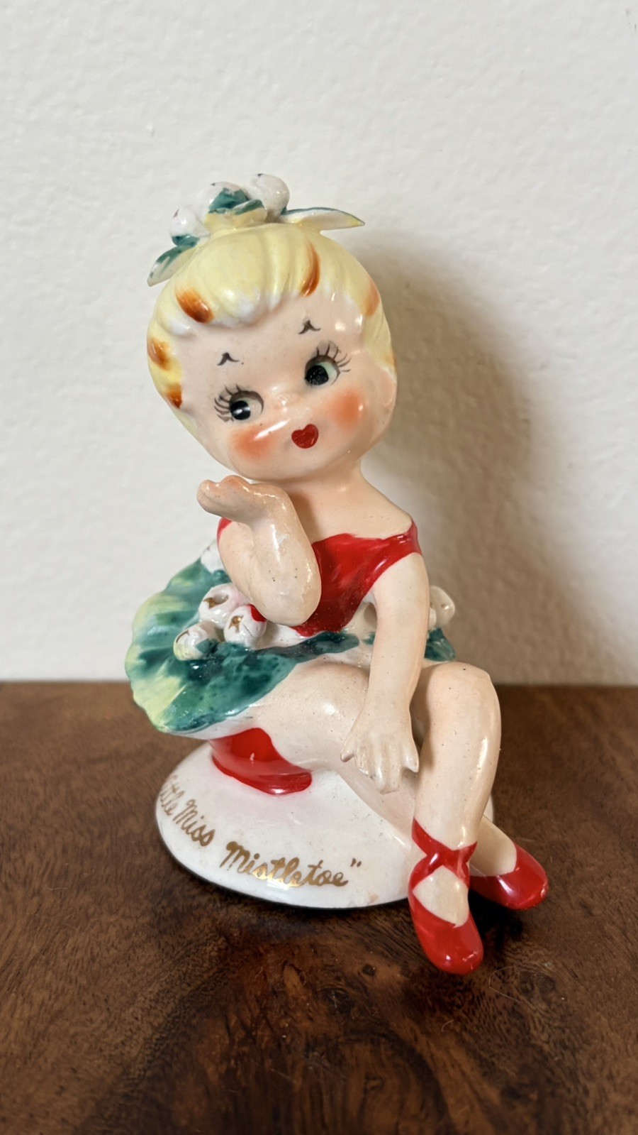 Vintage Geo. Z Lefton Christmas Little Miss Mistletoe Ballerina Figurine #102
