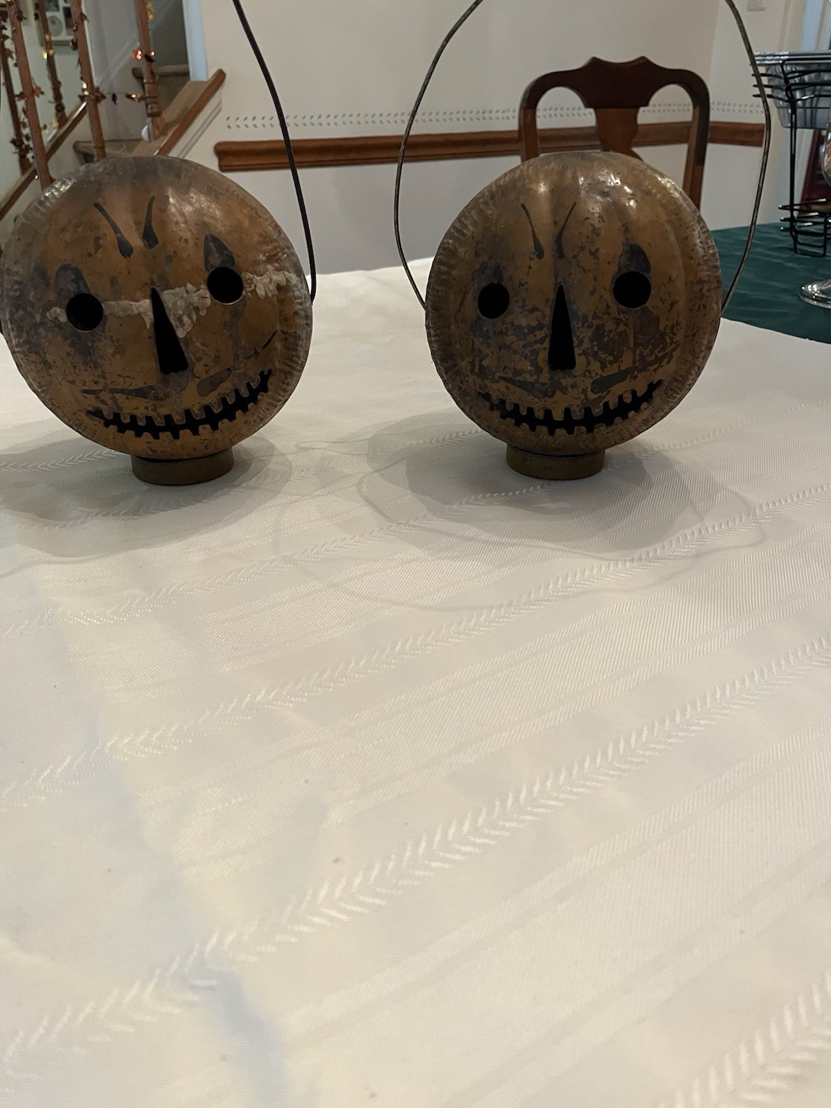 Antique Toledo Ohio Jack O Lantern Tin Halloween Parade Lantern with Handle