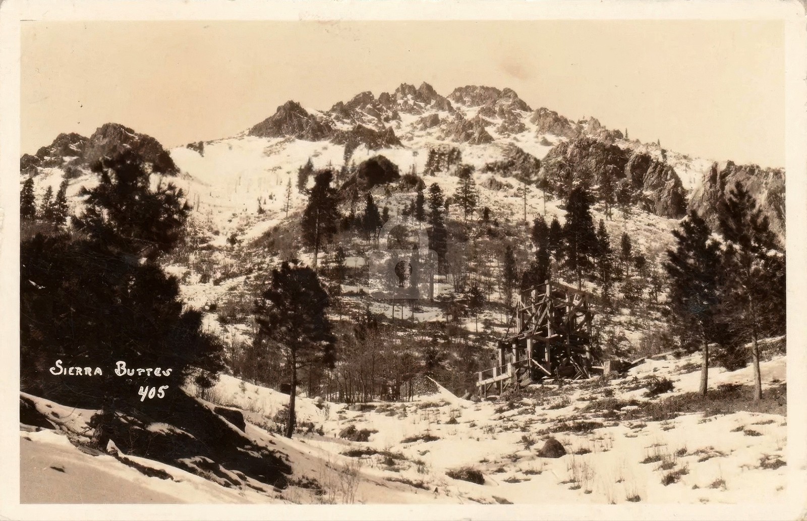 Sierra Buttes & Mine near Sierra City CA California RPPC Photo Postcard COPY