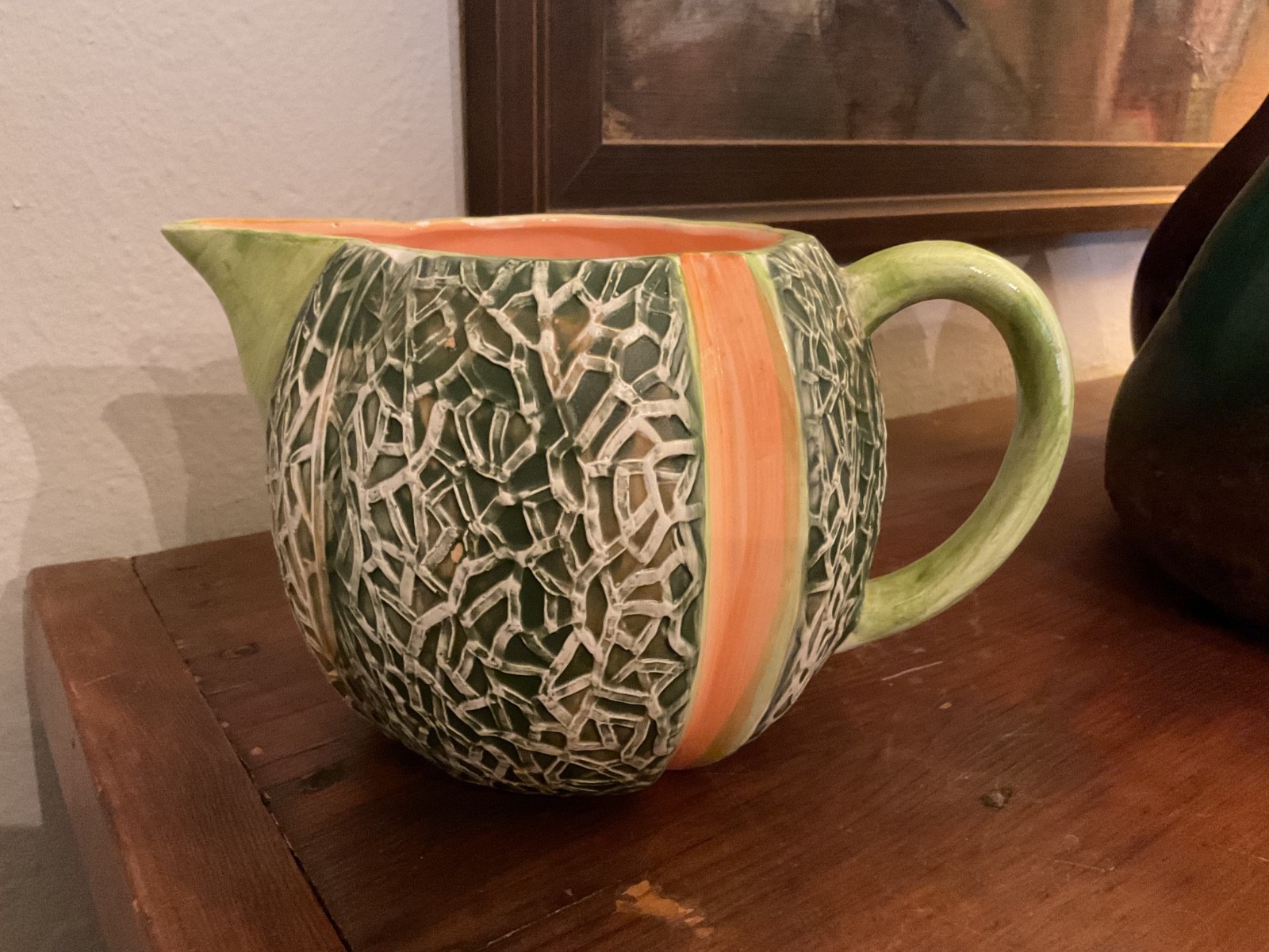 vintage Dept 56 made in Japan canteloupe pitcher 5.5” high