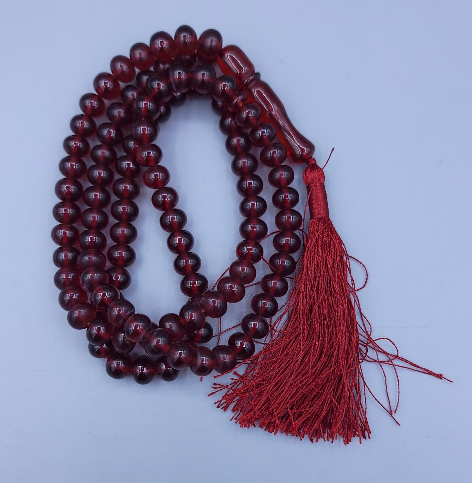 100-Bead Cherry Bakelite Amber-Style Tasbih – Vintage-Inspired Islamic Misbaha  