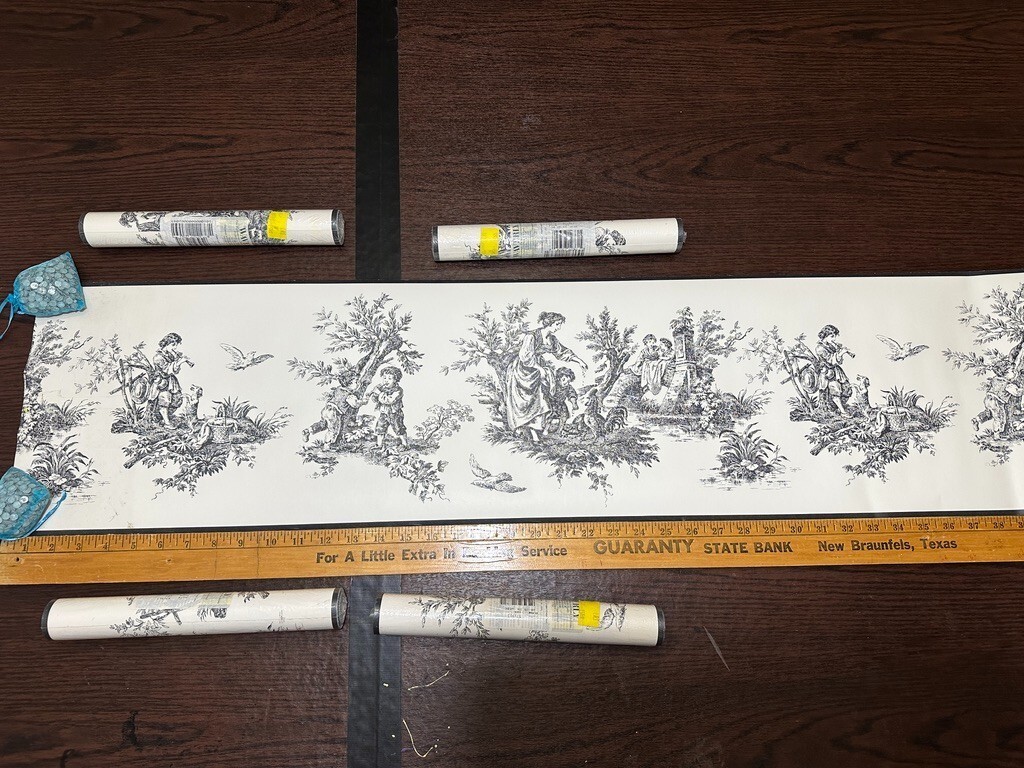 Waverly Black Toile Wallpaper Border Lot 4 Sealed Rolls 1 Open Prepasted 10.25\