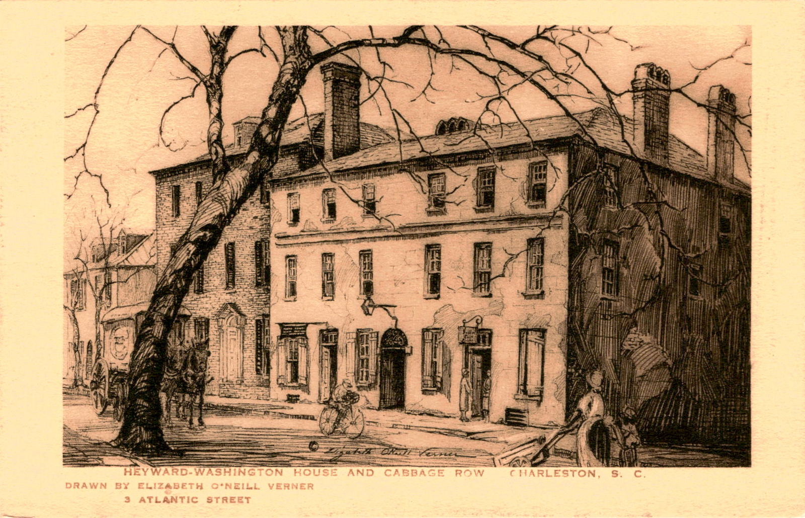 HEYWARD-WASHINGTON HOUSE, CABBAGE ROW, ELIZABETH O'NEILL V Postcard