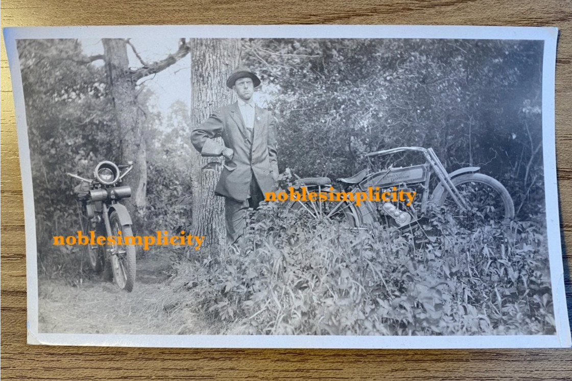 RPPC Early Harley-Davidson Motorcycle w/ Rider Terry Montana Prairie Co Postcard