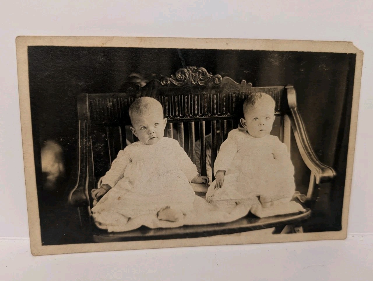 Vintage photo postcard of Identical Twins Baby antique RPPC Unposted 1918 - 1930
