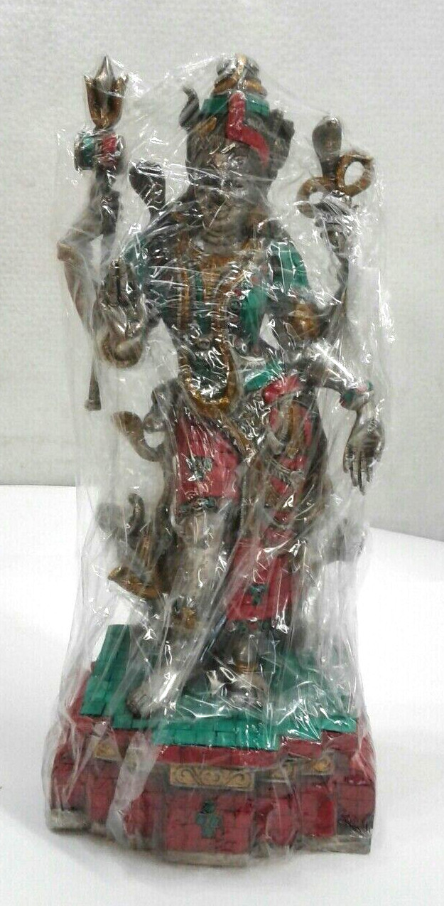 Ardhanarishvara Shiva Shakti Coral&Turquoise Inlay 19\