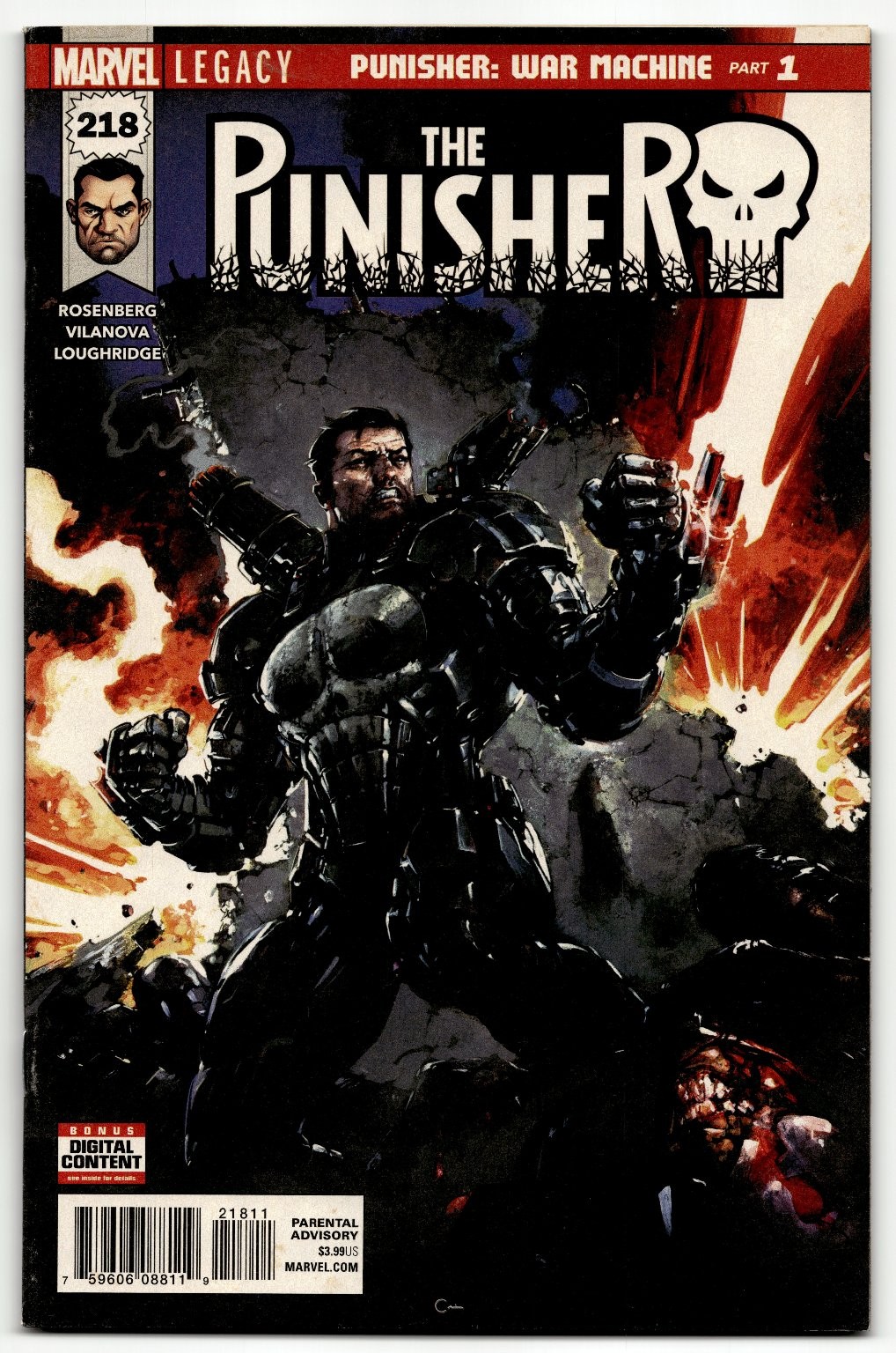 The Punisher #218 Marvel Legacy War Machine Part 1 Newsstand