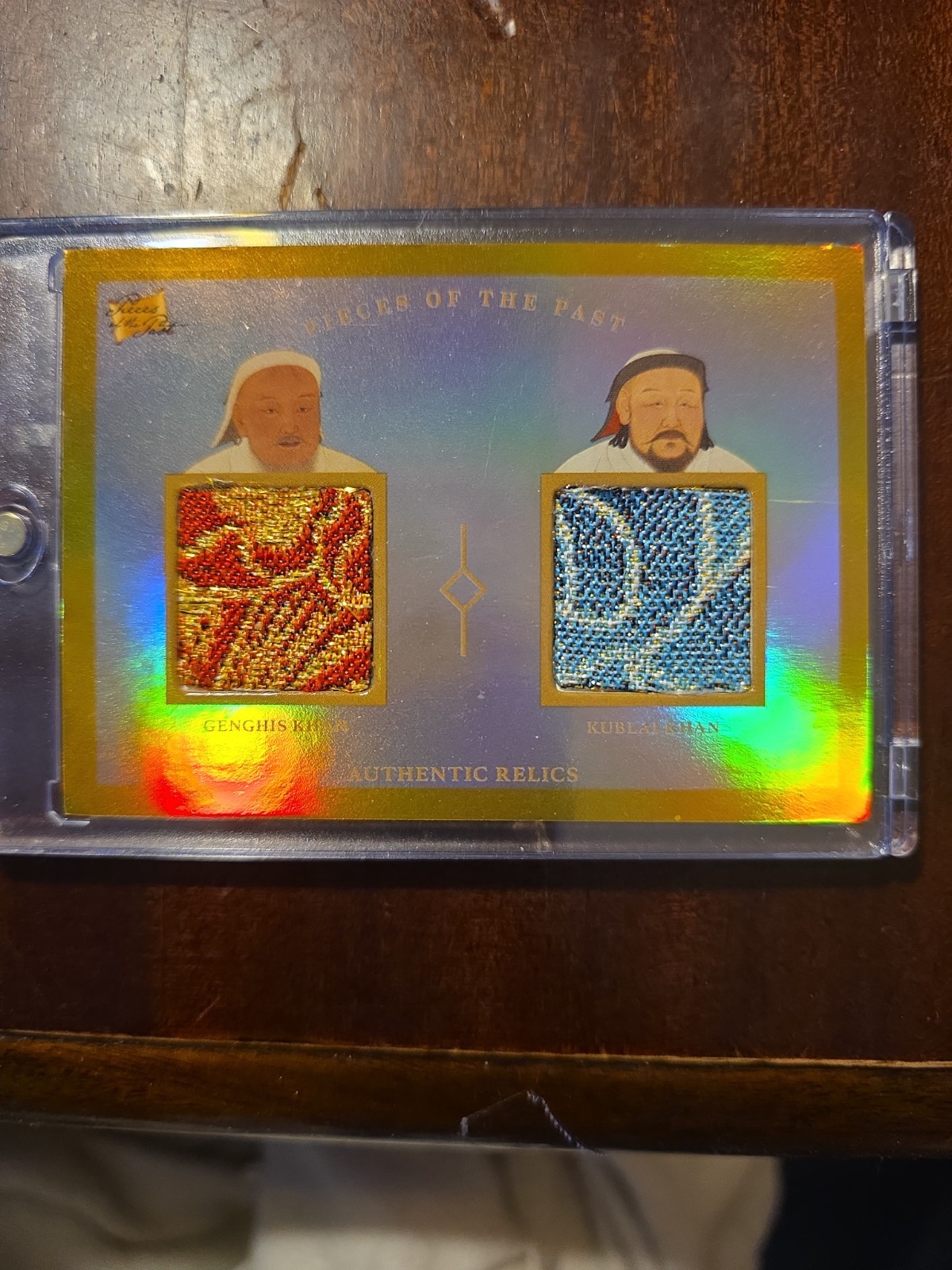 Genghis Khan & Kublai Dual Fabric Relic Gold Authentic 2023 Pieces Of The Past