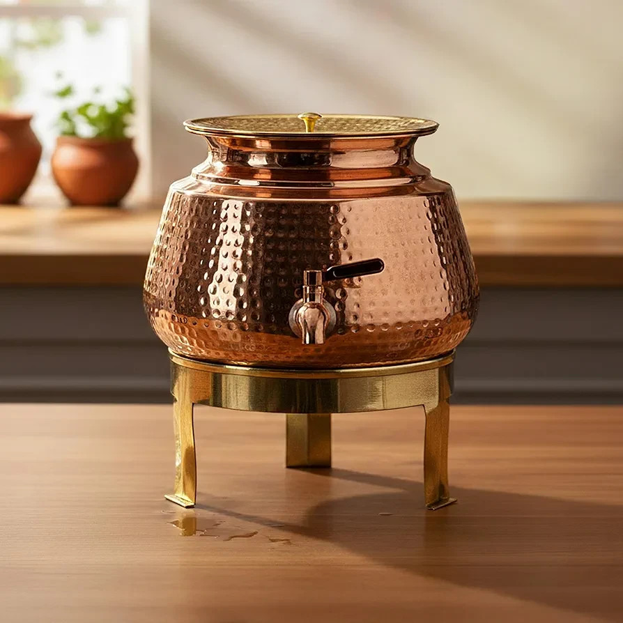 100% Pure Copper Water Dispenser  Pitcher Pot 8L With Stand