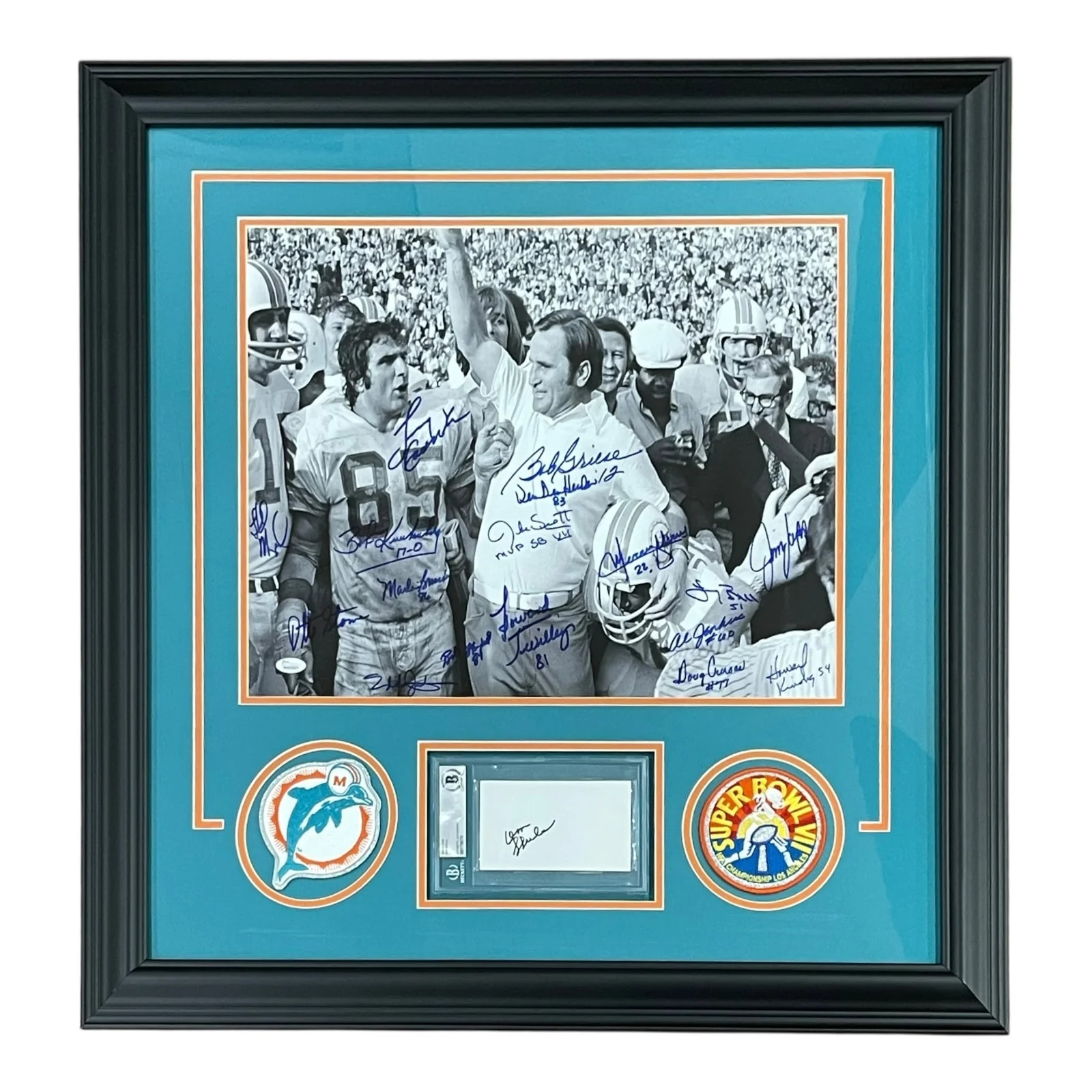 1972 Miami Dolphins Team (Undefeated Season) and Coach Don Shula Deluxe Framed C