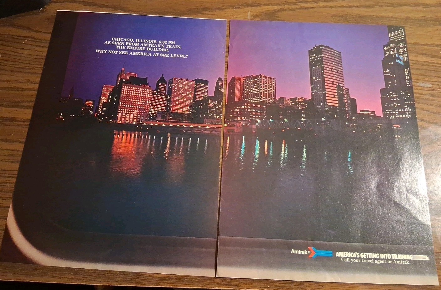 Amtrak Train Chicago Illinois 1982 Print Ad 16x11 Vintage Promo 