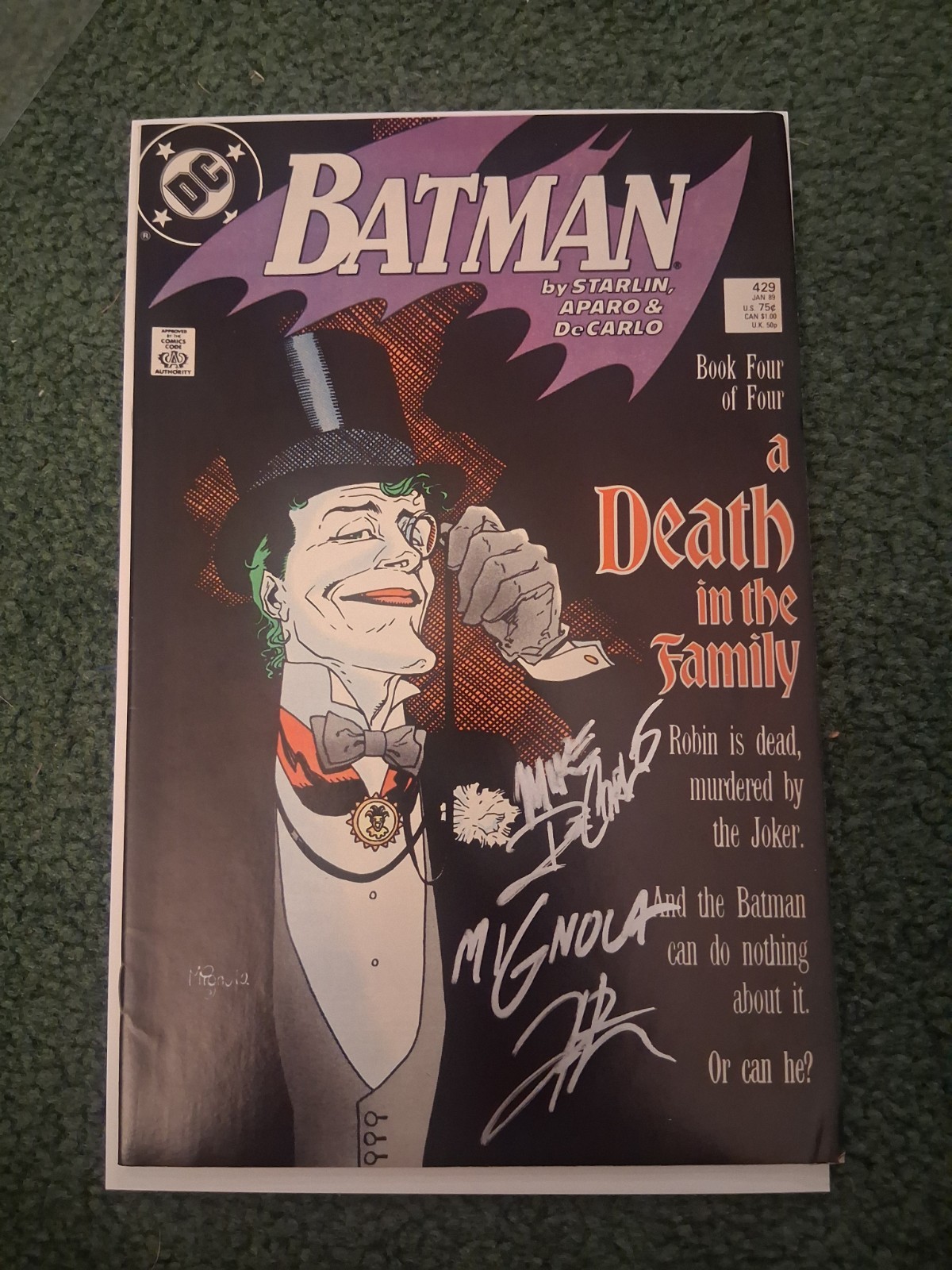 BATMAN 429 A DEATH IN THE FAMILY JIM STARLIN MIKE MIGNOLA DECARLO SIGNED VF