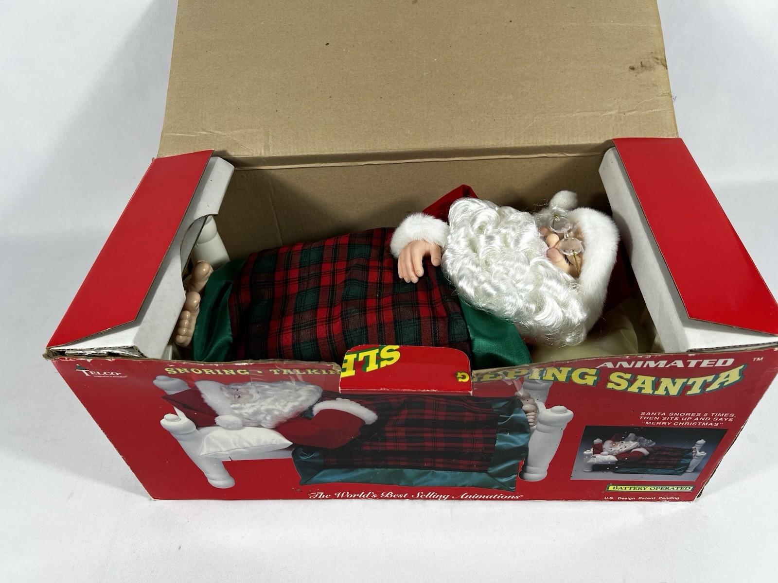 Vintage 1994 Telco Motion-ettes Sleeping Snoring Talking Santa Animated Works