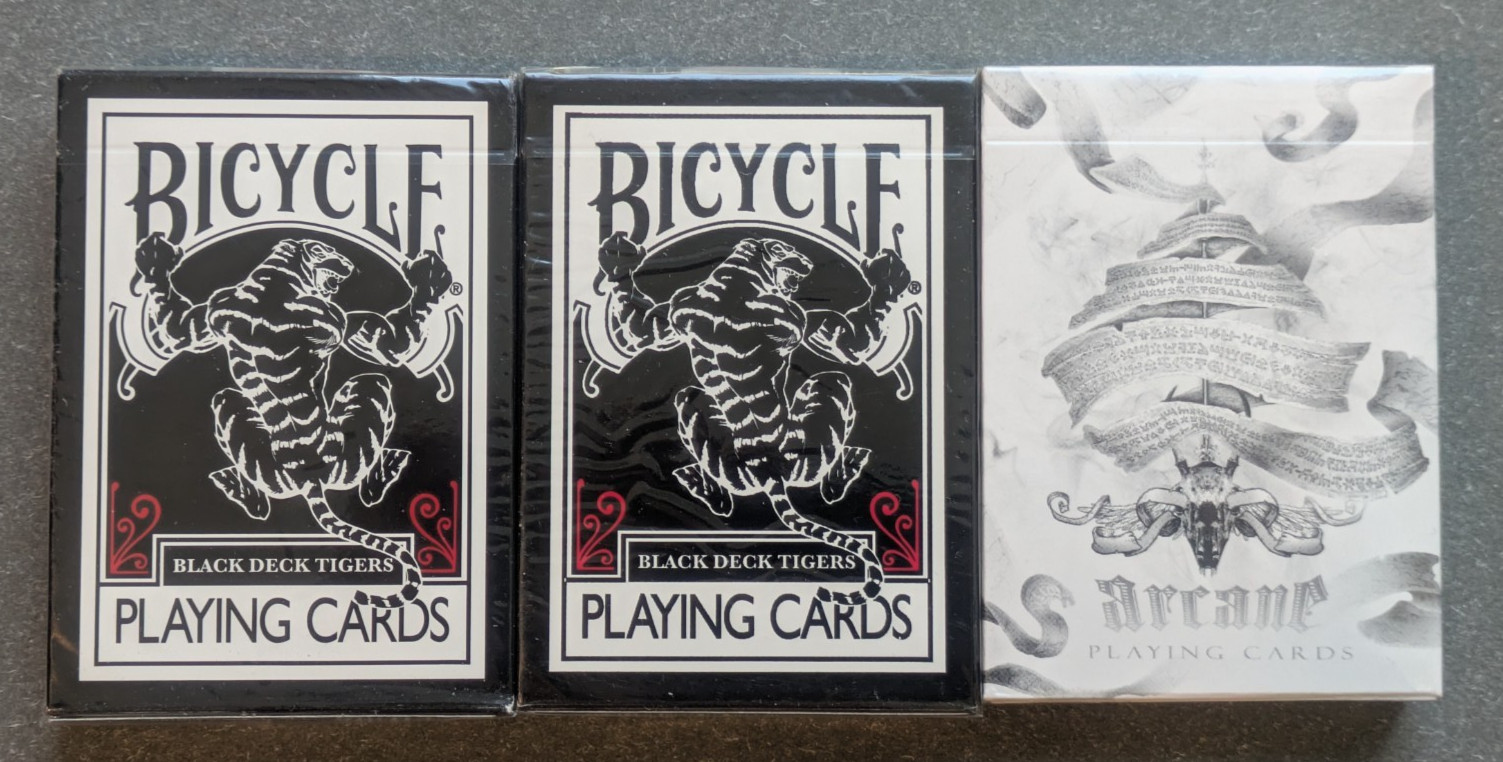 Ellusionist Black Tigers (2 Decks, Red Pips) + White Arcane - Sealed, New
