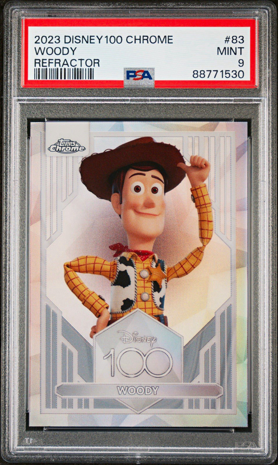 Topps Disney 100 Chrome (2023) Woody Refractor #83 PSA 9 Non-Sport Card