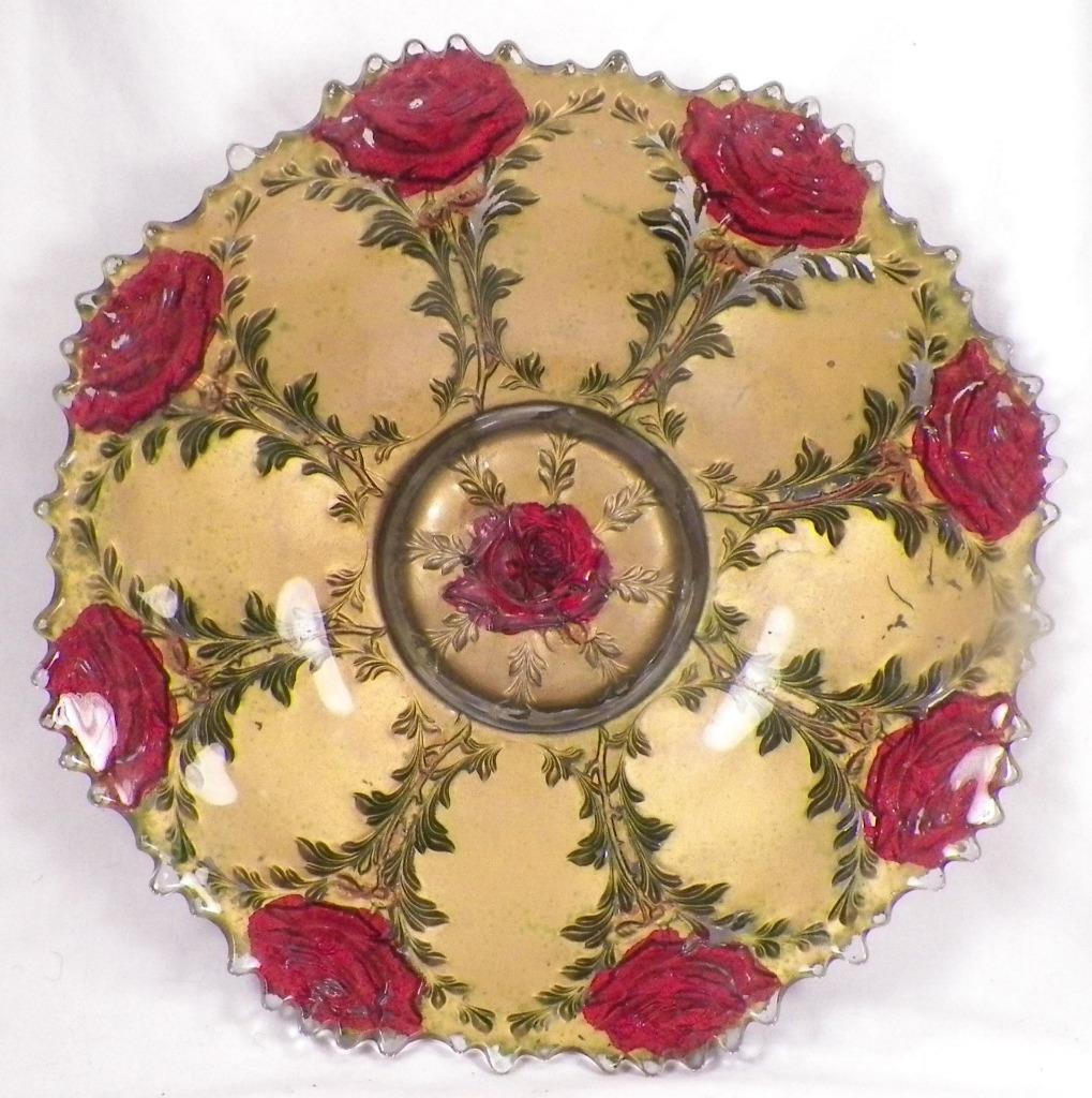 Goofus Glass Plate La Belle Rose Indiana Pressed EAPG 10.5 in Antique 1908-1920