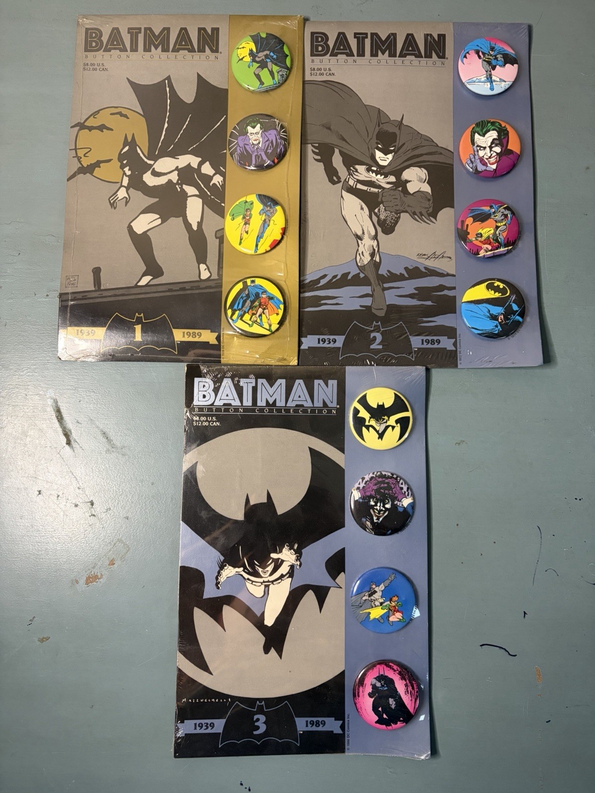 Batman Button Collection - 1939-1989 - Set of 3 - #1-3 New Factory Sealed DC