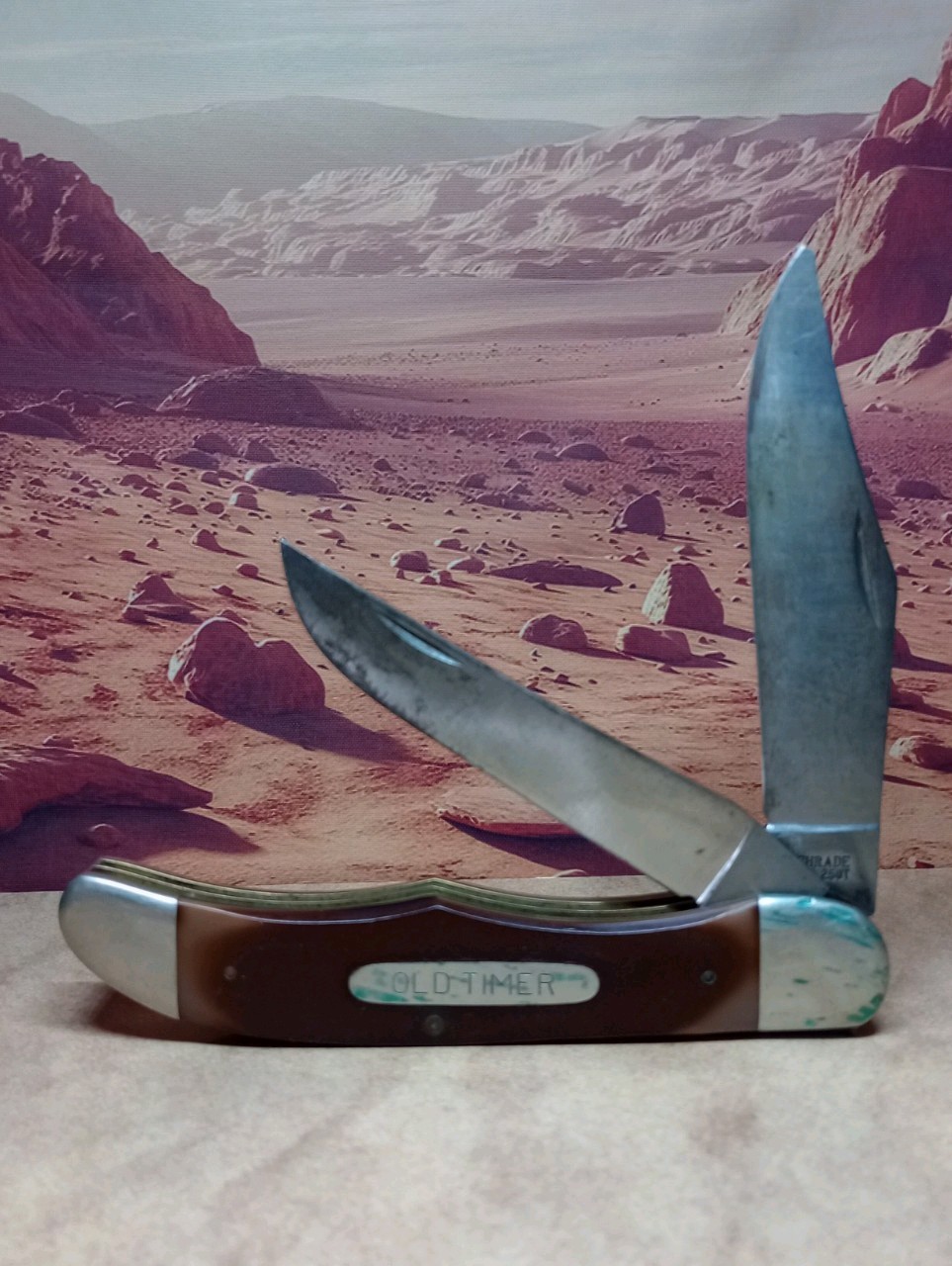 Vintage Schrade Walden Old Timer 250T Folding Hunter 2 Blade Pocket Knife USA