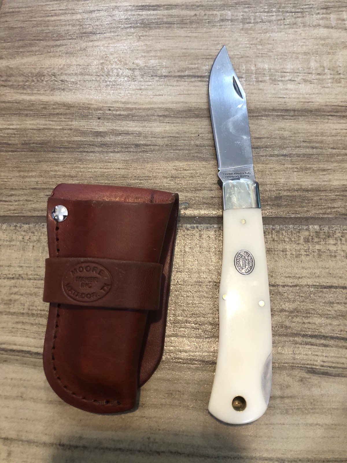 Moore Maker USA  5106 LB Single Blade Lockback Large Trapper Knife Genuine BONE