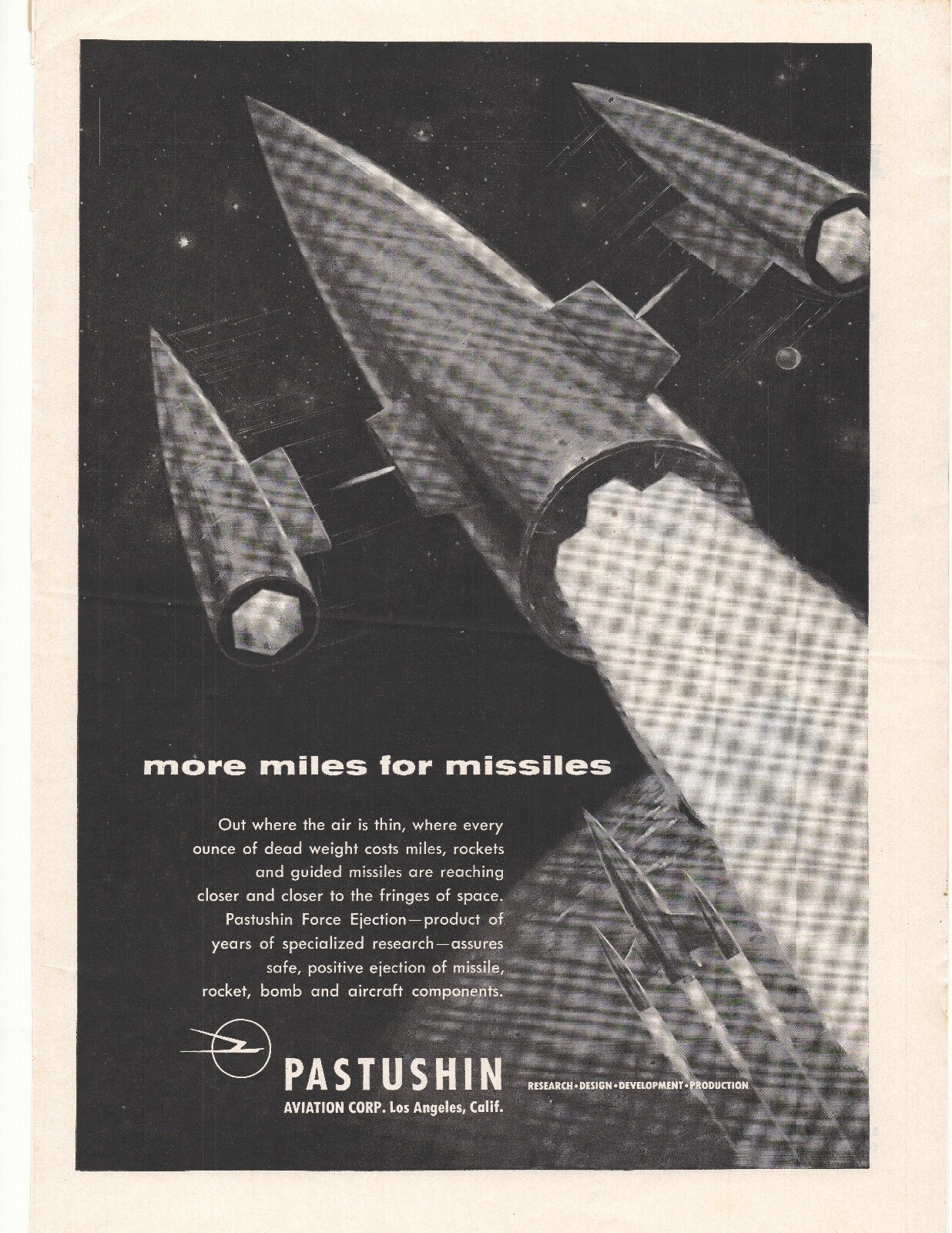 1955 Pastushin Aviation Corp. Advertisement Los Angeles, CA