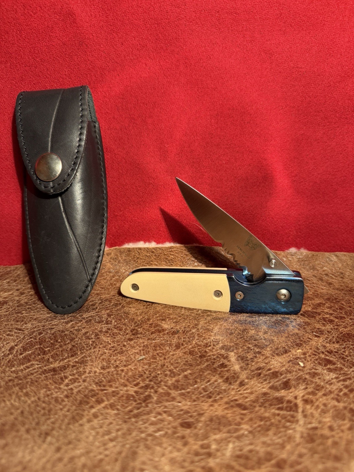 Benchmade 850 Mel Pardue Folding Knife ATS-34 Blade Titanium Bolsters