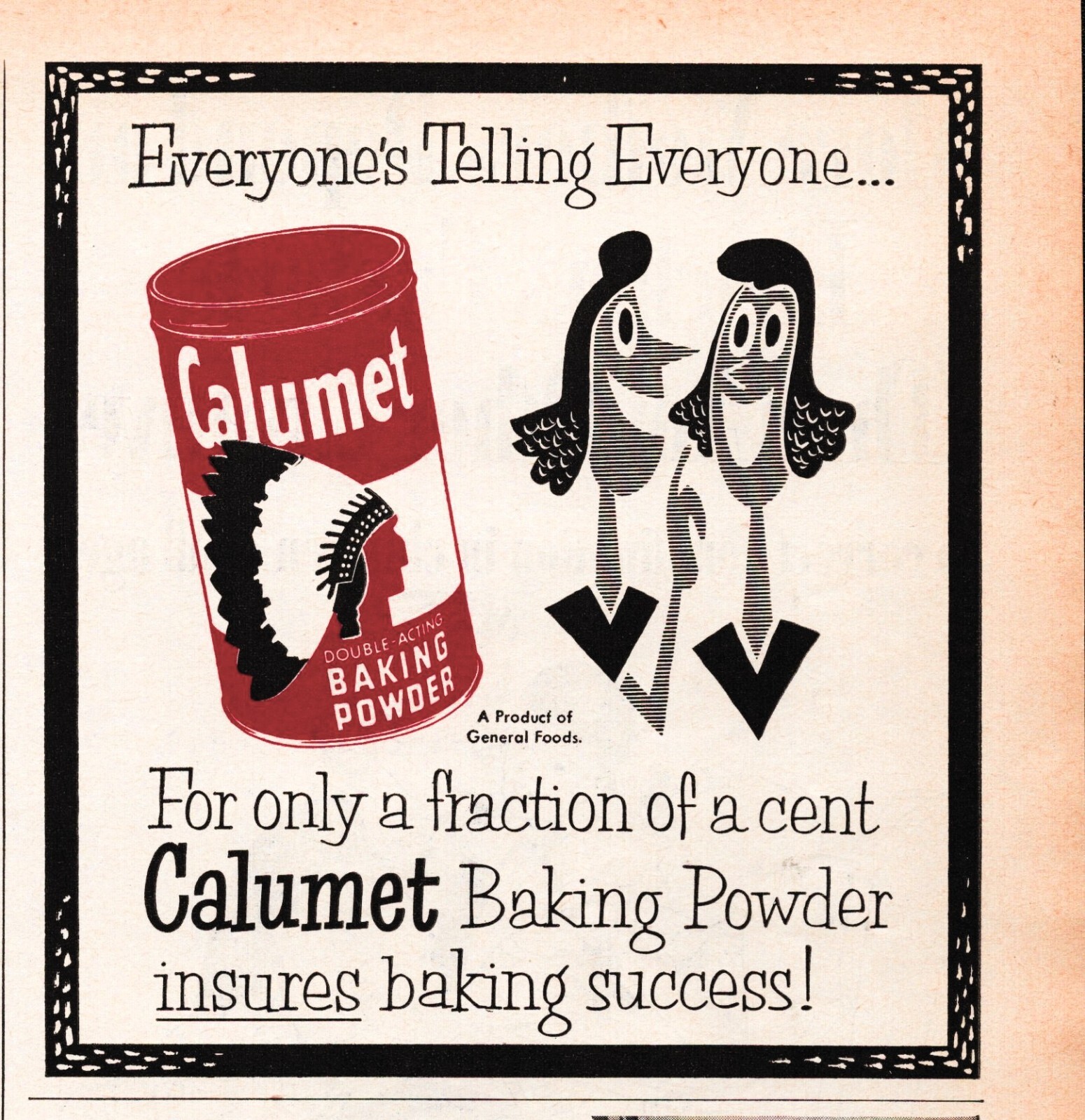 1954 Calumet Baking Powder Vintage Print Ad General Foods