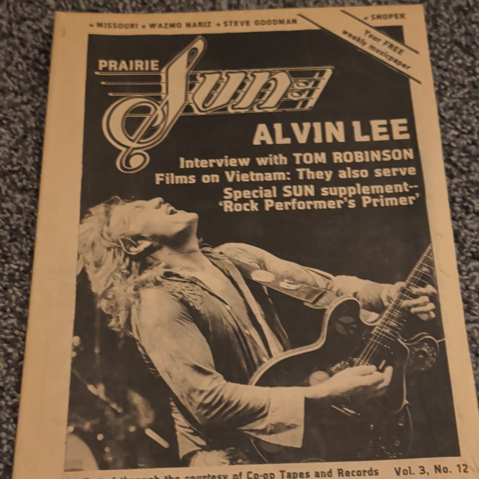 Prairie Sun Vol 3 No 12 Music Newspaper Alvin Lee Feature Tom Robinson Interview