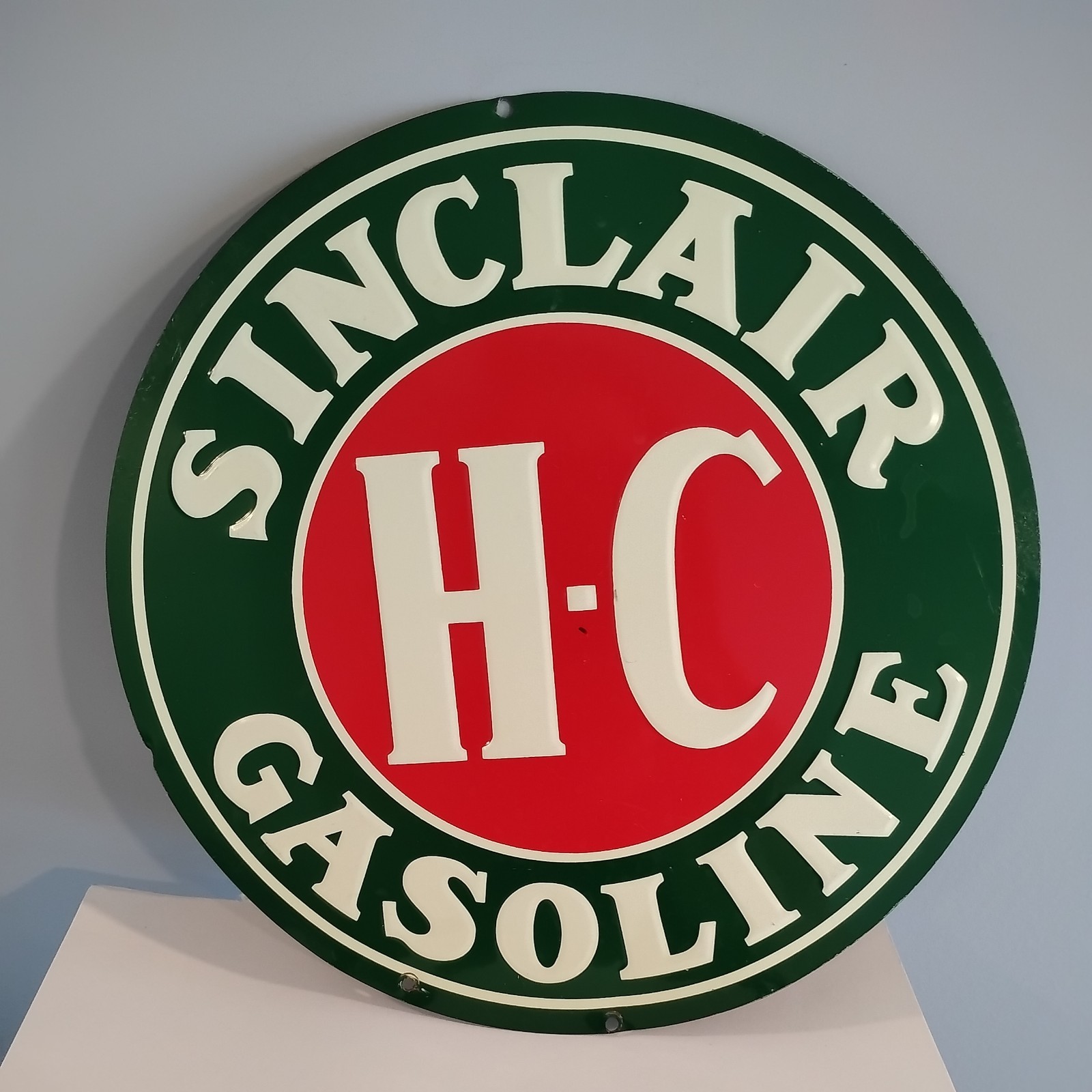 Vtg H-C SINCLAIR GASOLINE Round Metal sign Collector Novelty replica p 