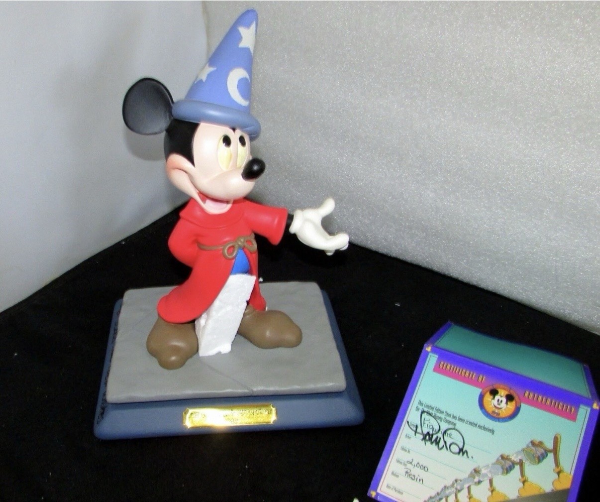 1994 Disneyana Sorcerer Mickey Mouse Figurine Signed Ron Dias 1940 Fantasia COA