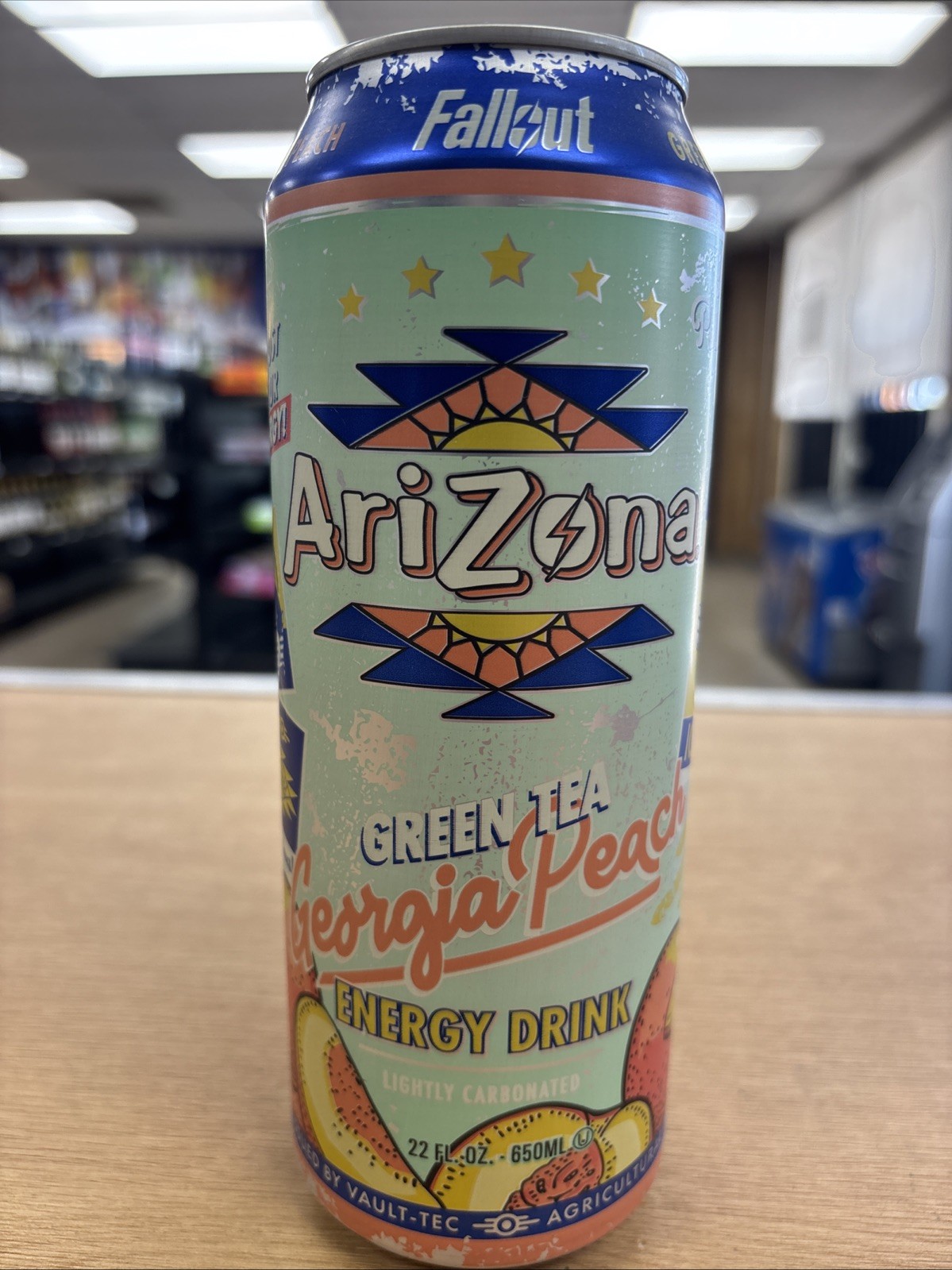 Fallout x AriZona Green Tea Georgia Peach Energy Drink 22oz Vault-Tec Sealed Can