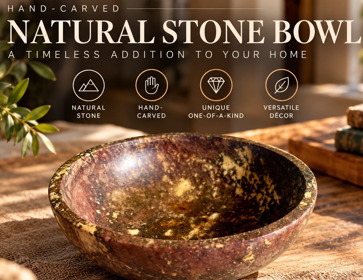 Handmade Carved Jasper Crystal Dish Decorative Bowl