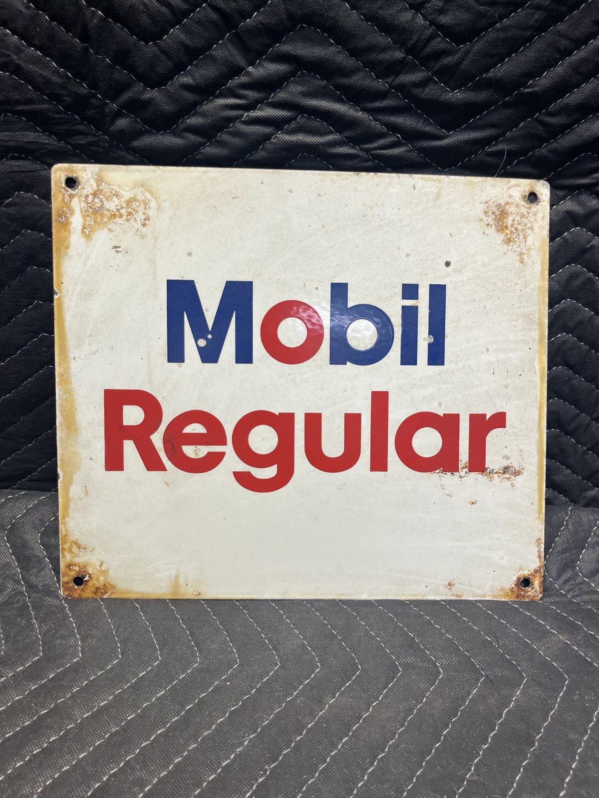 Vintage 1960's Mobil Regular Porcelain Gas Pump Sign (12 x 13.75)
