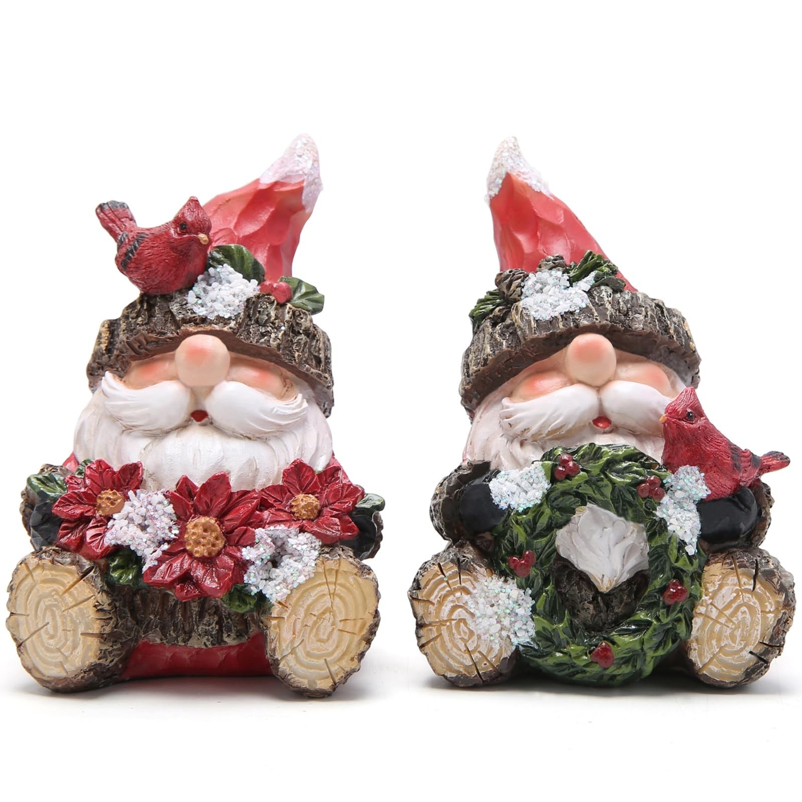 2PCS Handmade Wooden Santa Figurines - Christmas Holiday Decor, Festive Gift