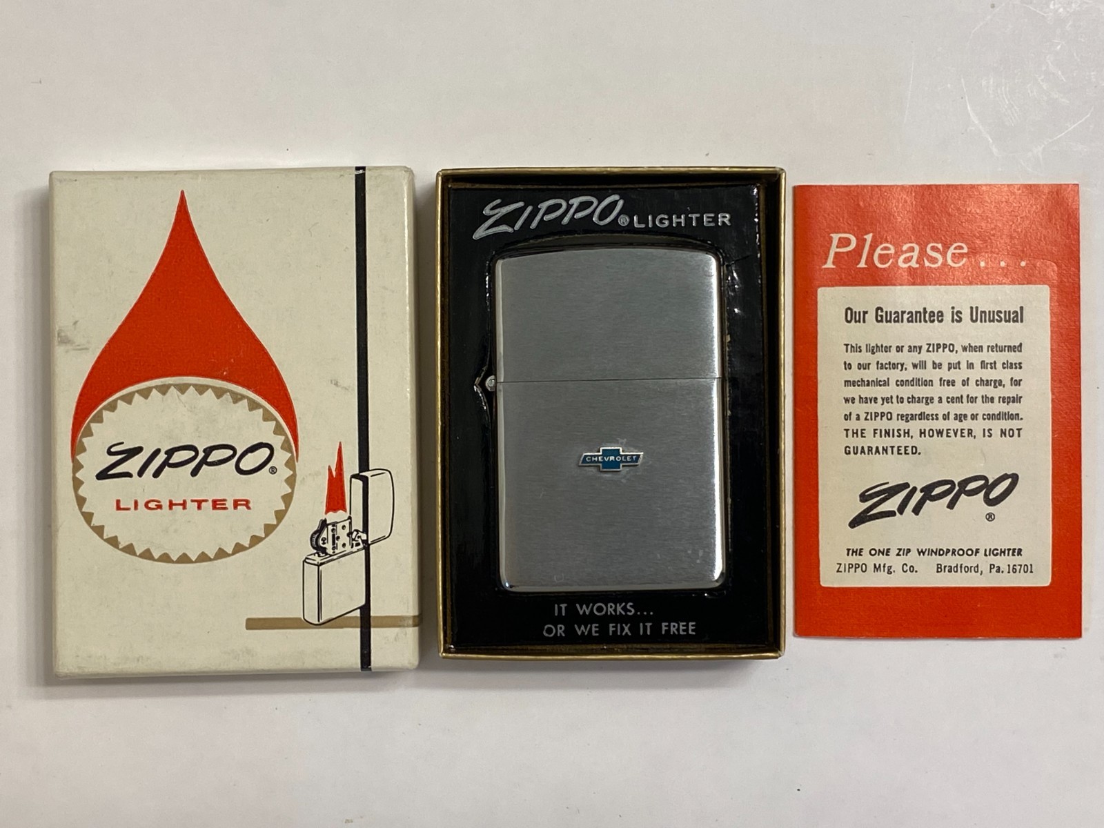 Vintage 1969 Chevrolet Advertising Zippo Lighter Blue Raised Emblem New In Box