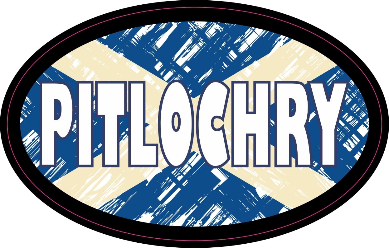 StickerTalk Pitlochry Scotland Oval Vinyl Sticker 4 Inches by 2.5 Inches