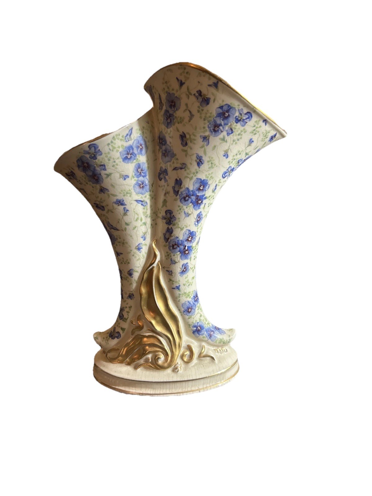 Vintage double cornucopia ceramic vase 