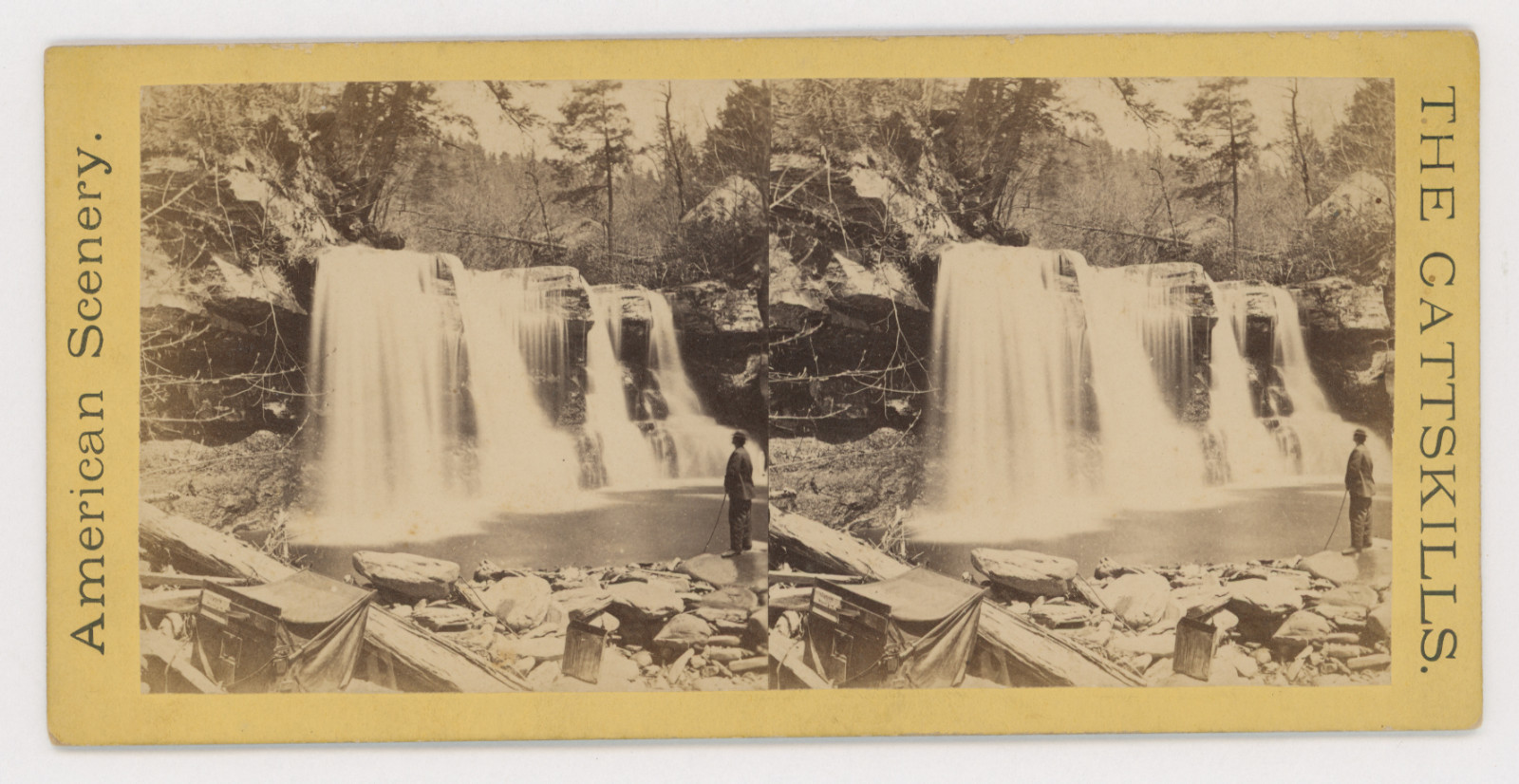 WATERFALL STEREOVIEW CATTSKILLS (CATSKILLS), CAMERA EQUIPMENT, AMERICAN SCENERY
