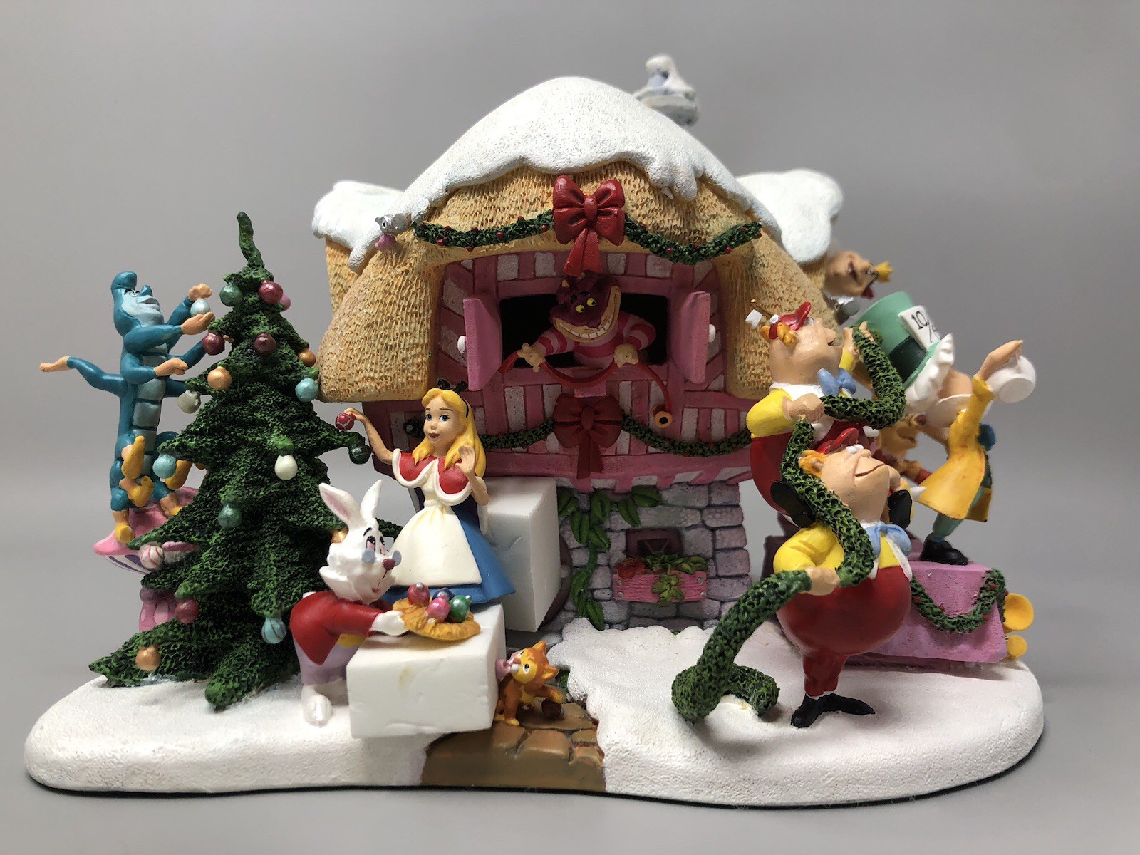 Disney Alice In Wonderland Christmas Cottage  Danbury Mint W/ Light NIB COA