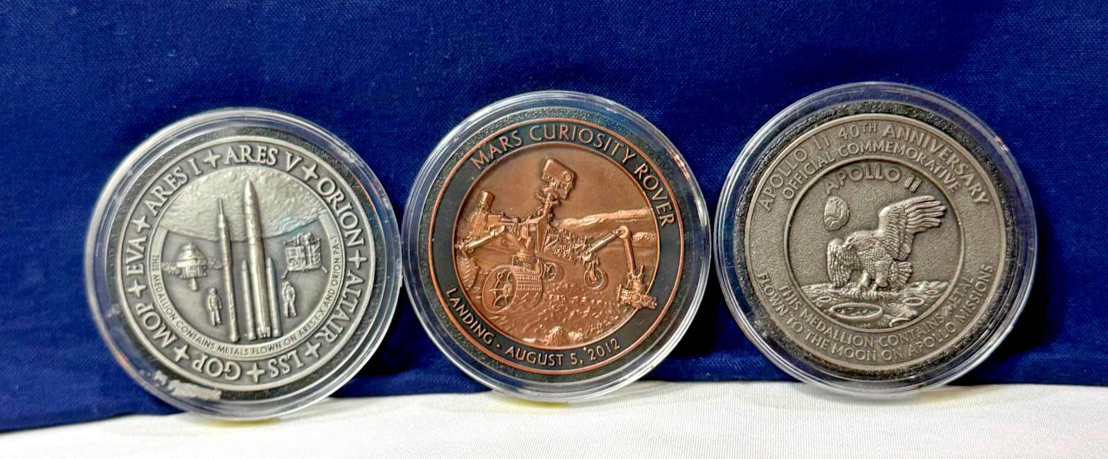 NASA Medallion Lot Mars Rover Apollo Ares I-X & Orion PA-1 Ship Metals
