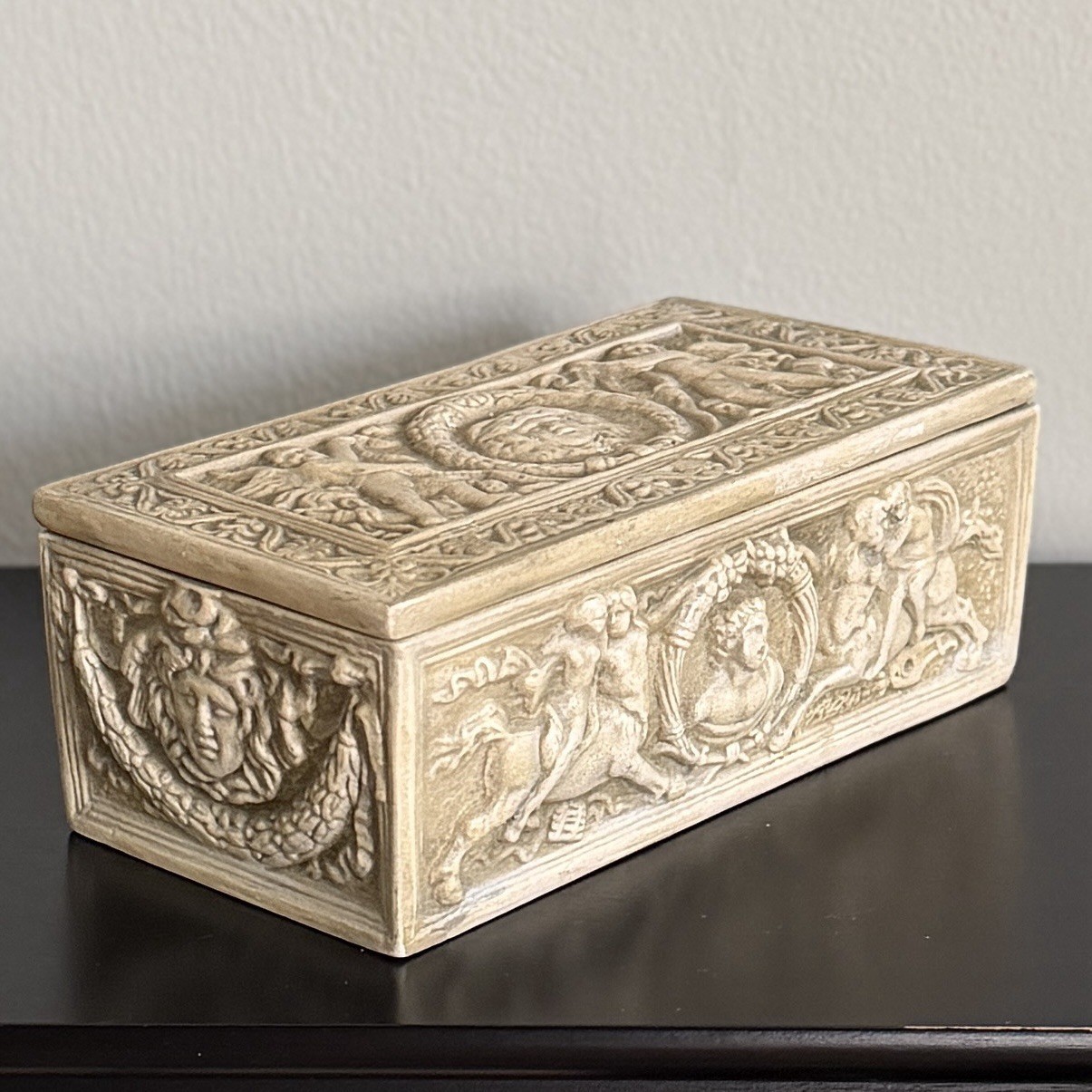 Antique Manifattura di Signa Italian Casket Terracotta Box Grand Tour Medusa