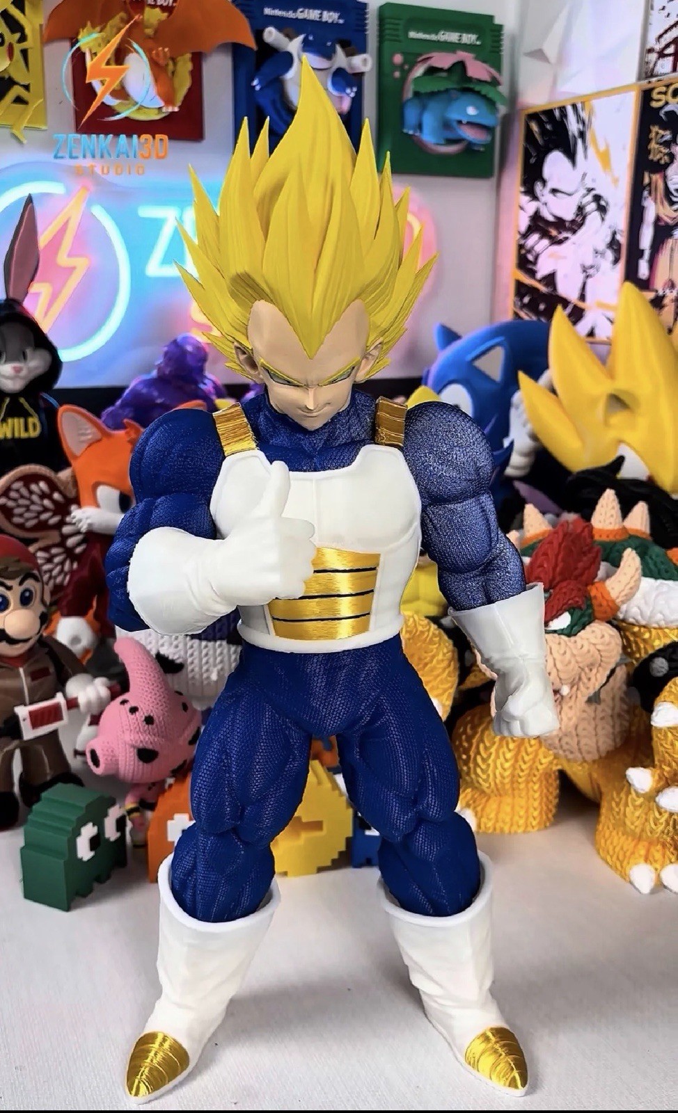 Dragon Ball Z Super Saiyan Vegeta Figure Custom 3D Printed Anime Statue DBZ