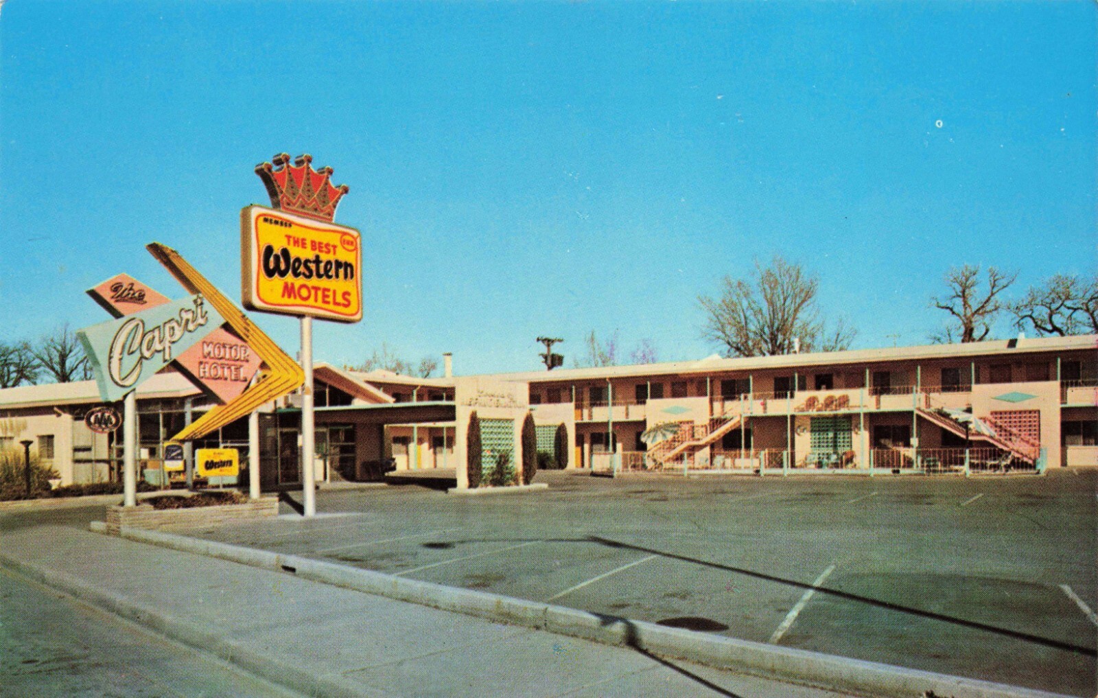 Albuquerque NM Capri City Center Western Hotel Vintage Postcard Unposted Writing