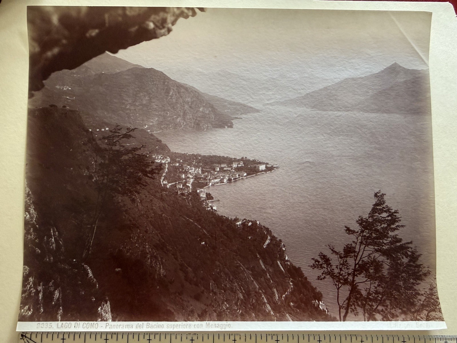 Antique Giacomo Brogi albumen print unmounted - Lake Como Panorama del Bacino 