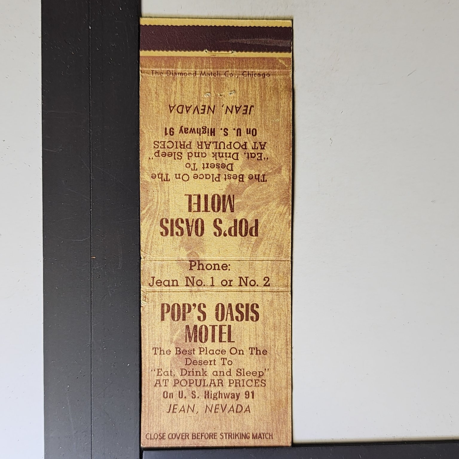 Pop\'s Oasis Motel Jean Nevada Vintage 1950s Roadside Matchbook