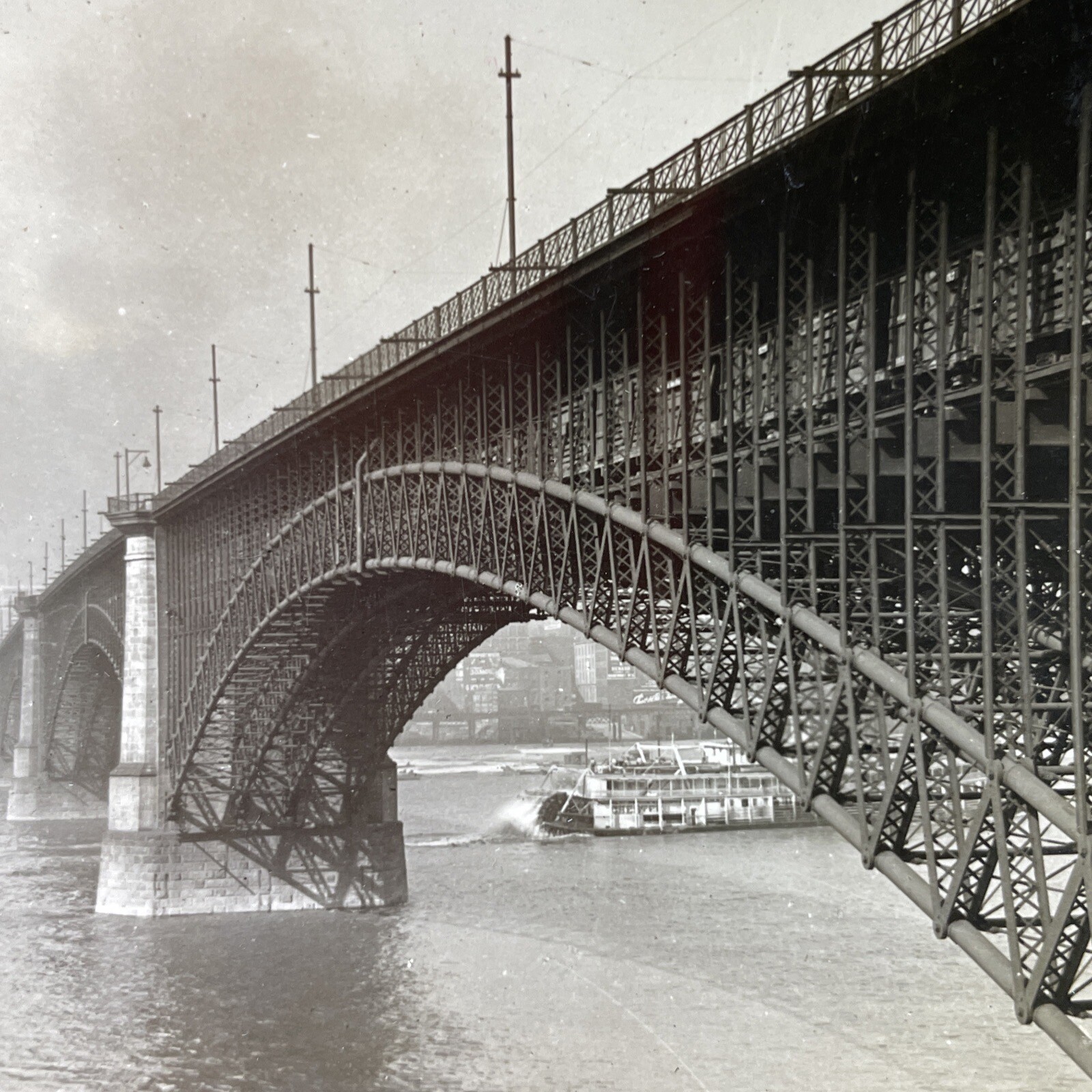 Eads Bridge St Louis Stereoview Keystone View Co 1900s Curved Mount Missouri