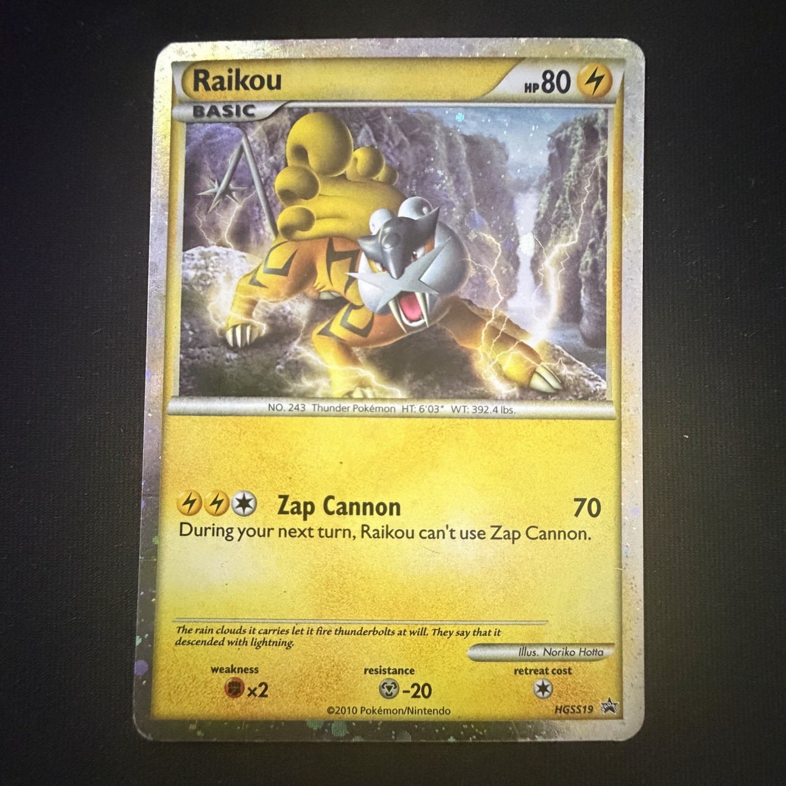 Pokemon Raikou HGSS19 Black Star Promo Holo Card with Light Play