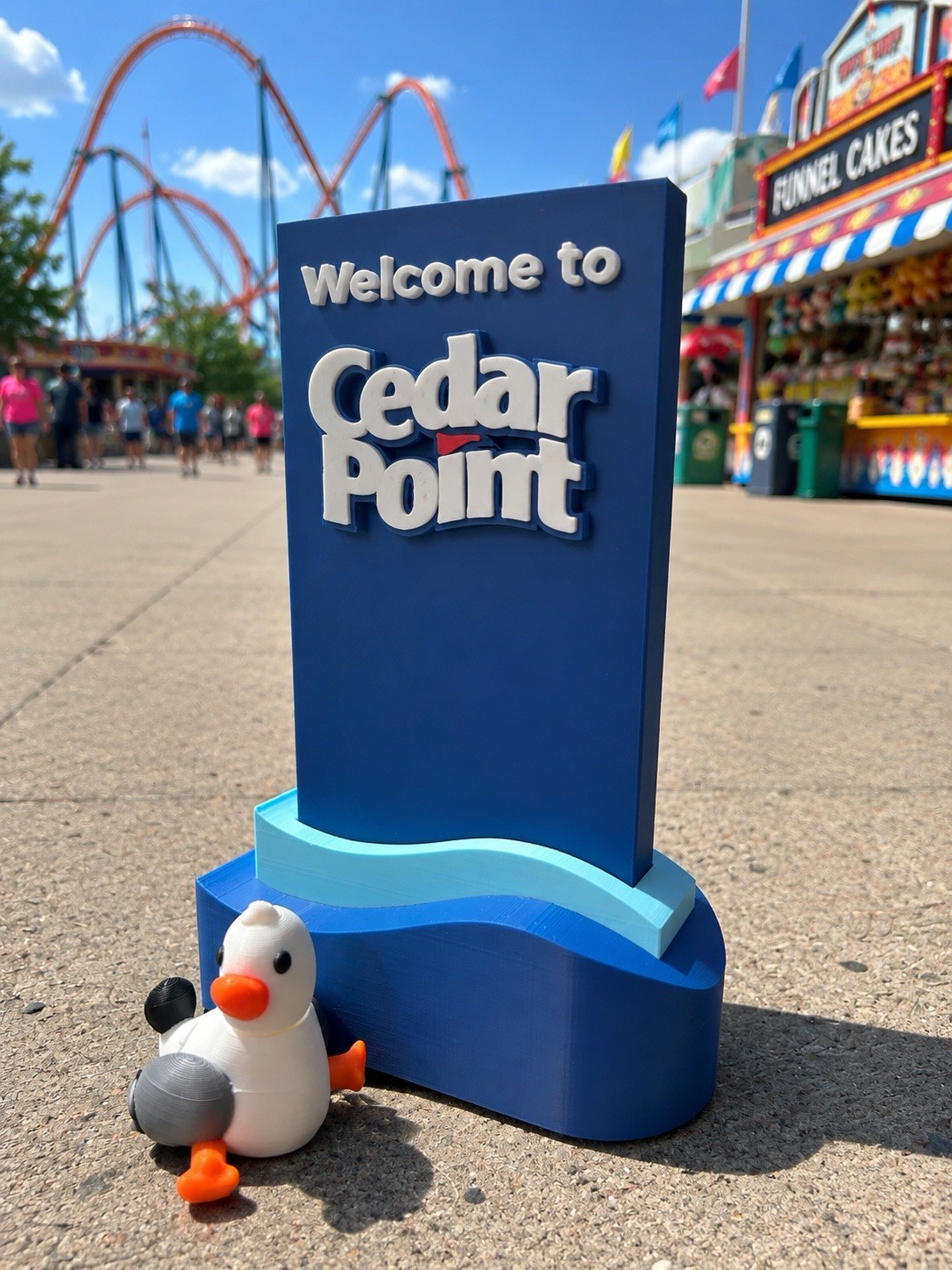 Welcome to Cedar Point Souvenir Figurine Display Sign w/ Seagull - 3D Printed
