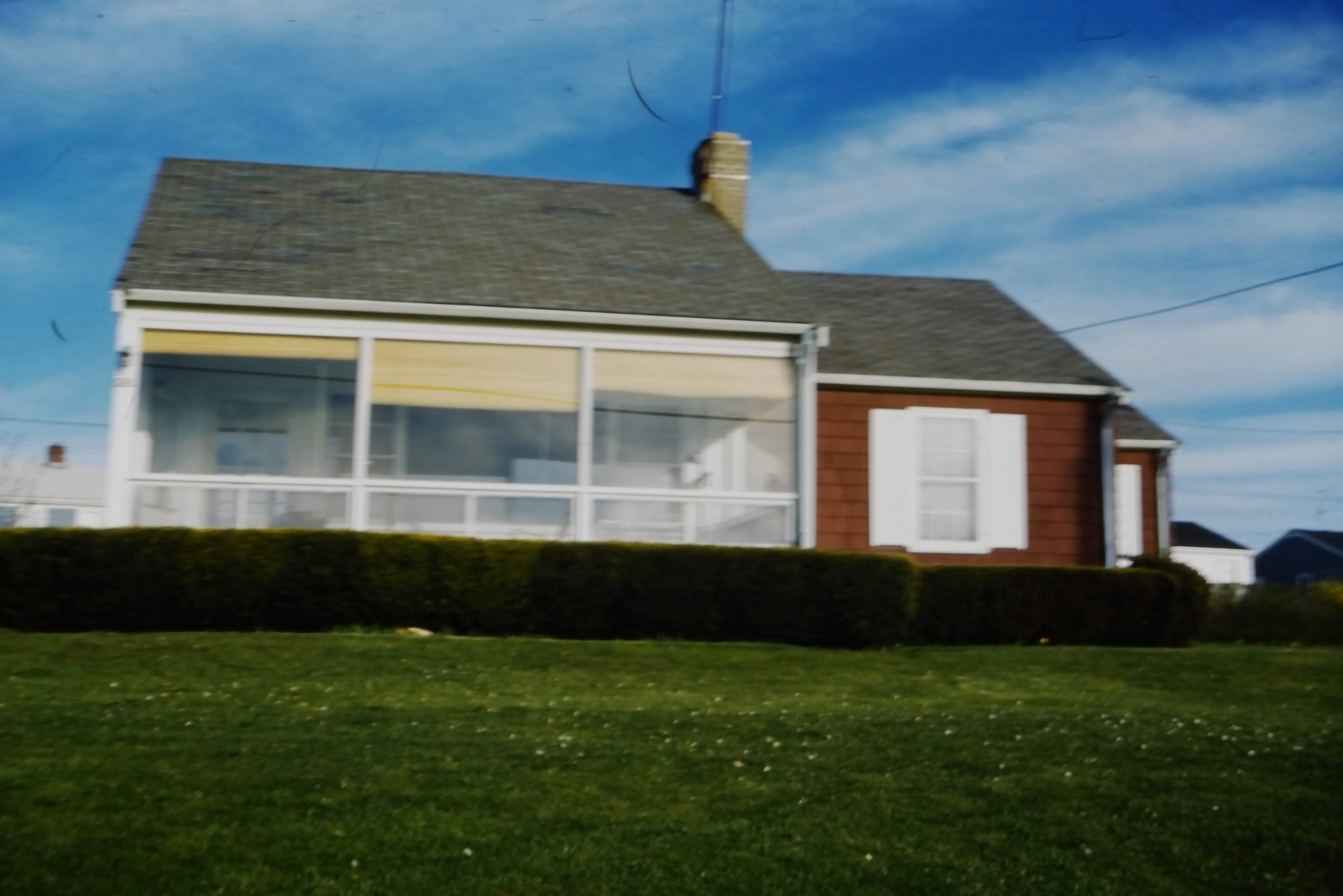 c1960\'s Ektachrome 35mm Slide Residential House Porch Lawn USA American Roof