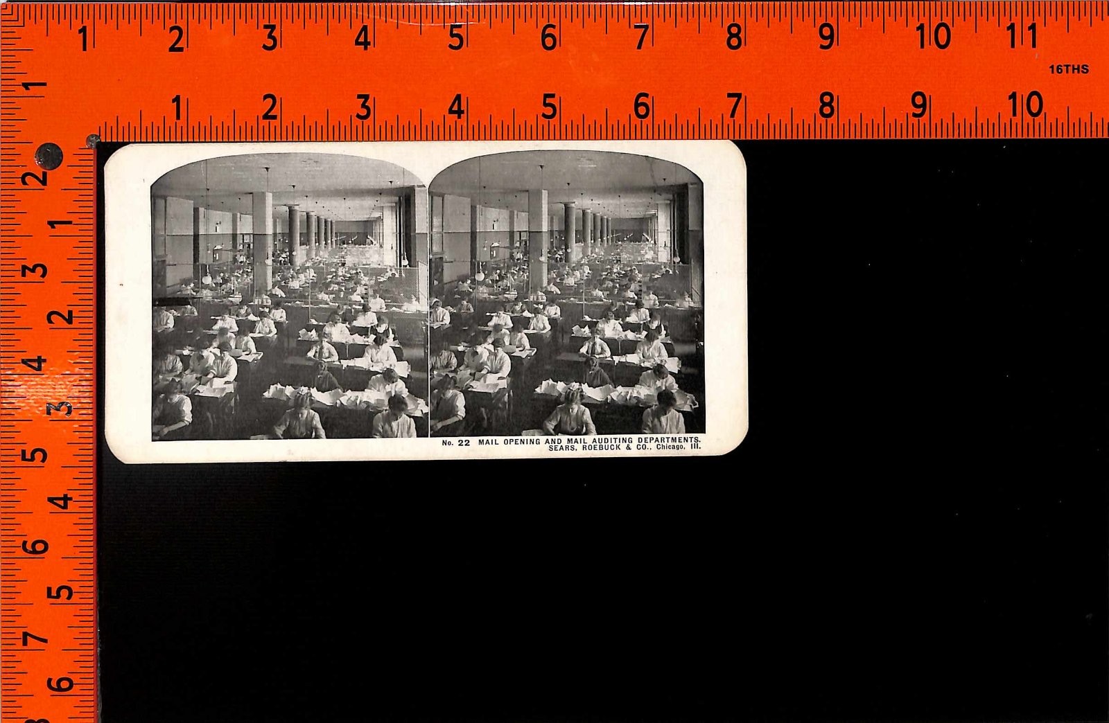 Stereoview Sears Roebuck Co Chicago Mail Opening Auditing Office Employees