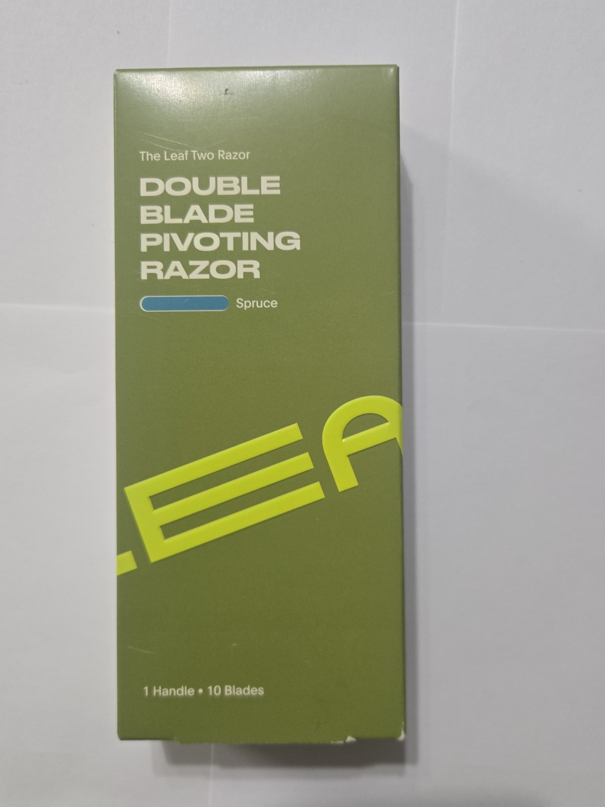 NOS Leaf Shave Double Blade Pivoting Razor Spruce Safety Razor w/ Original Box